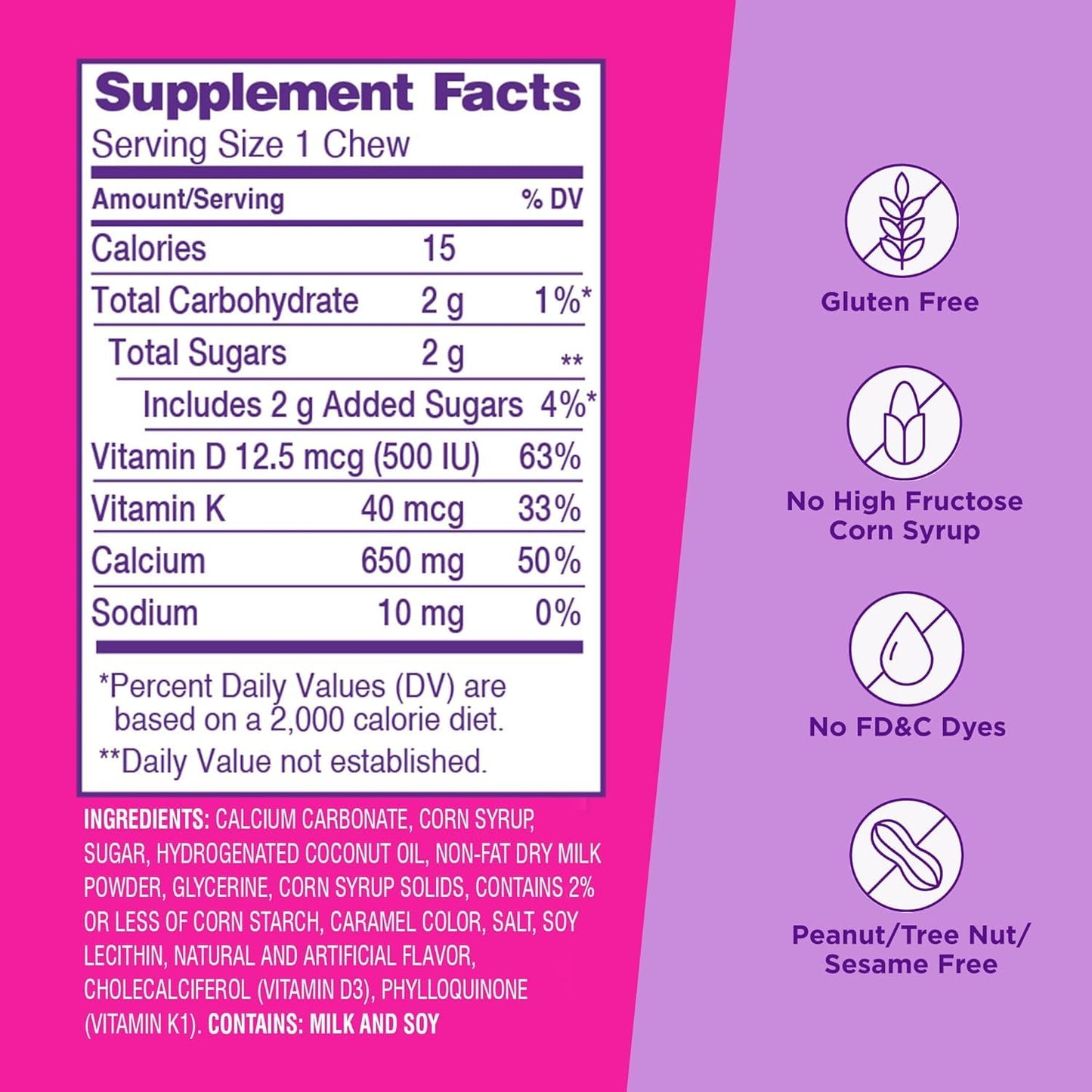Viactiv Calcium + Vitamin D Supplement Soft Chews for Women & Men 60 Count