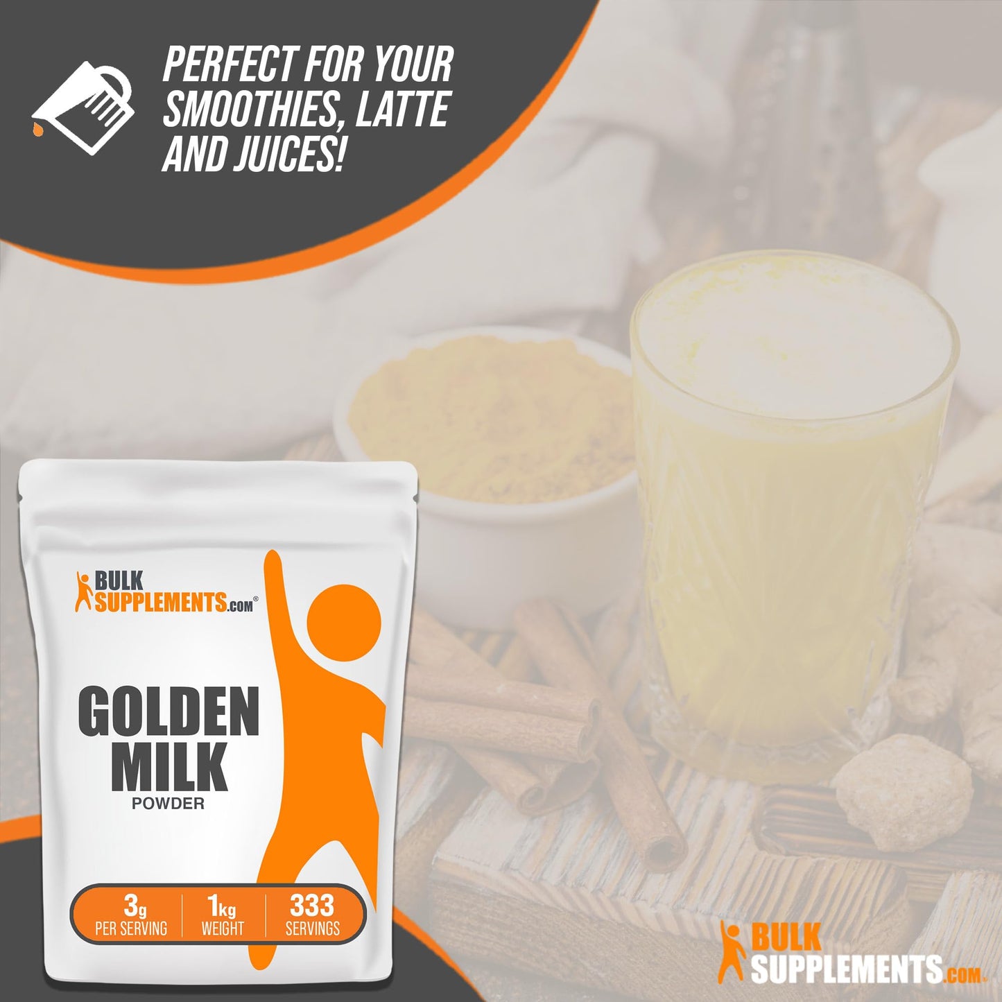 BulkSupplements Golden Milk Powder with Turmeric and Ginger, 35.2 oz