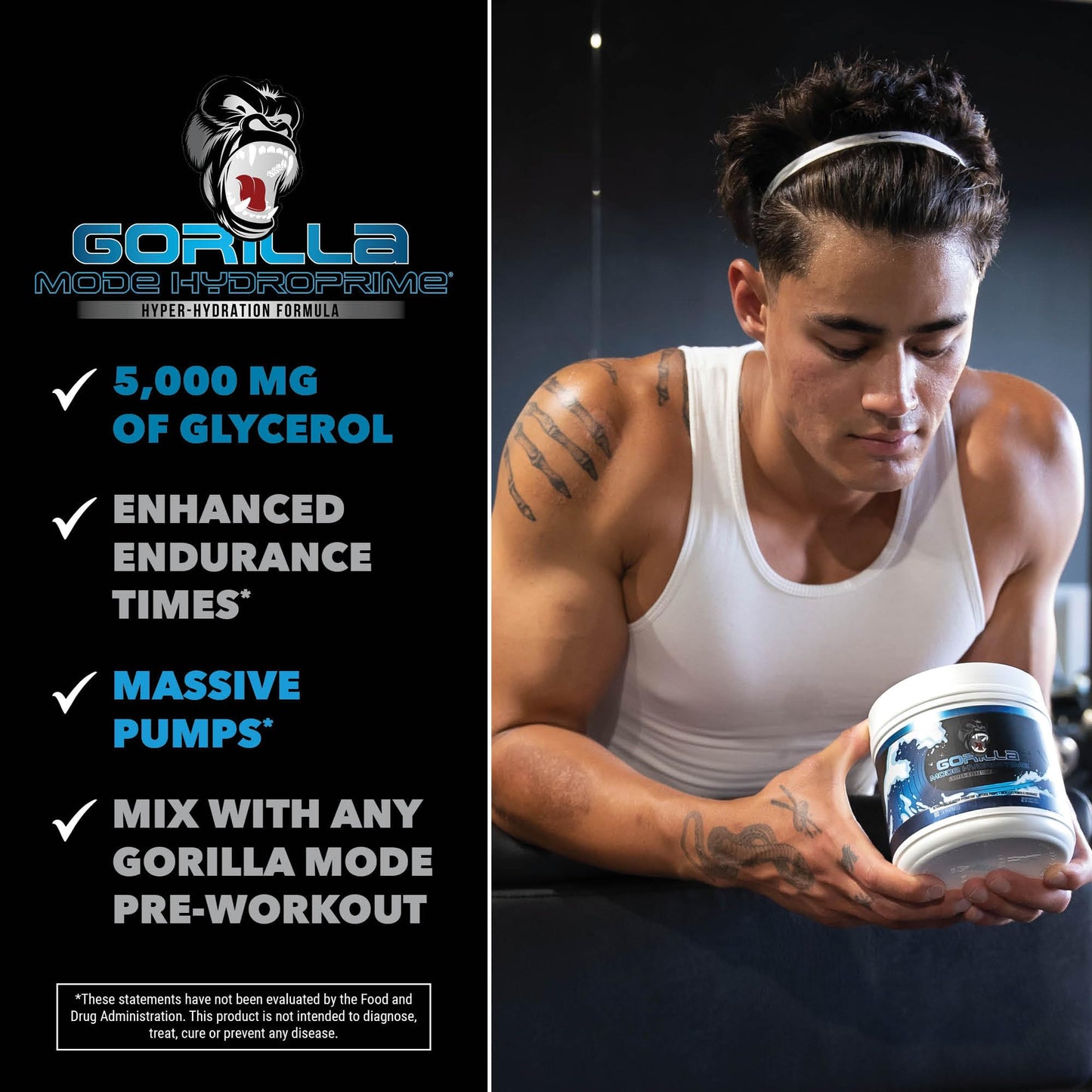 Gorilla Mind Gorilla Mode Pre Workout + HydroPrime Glycerol Pre Workout Powder Stack, 36.349 Servings