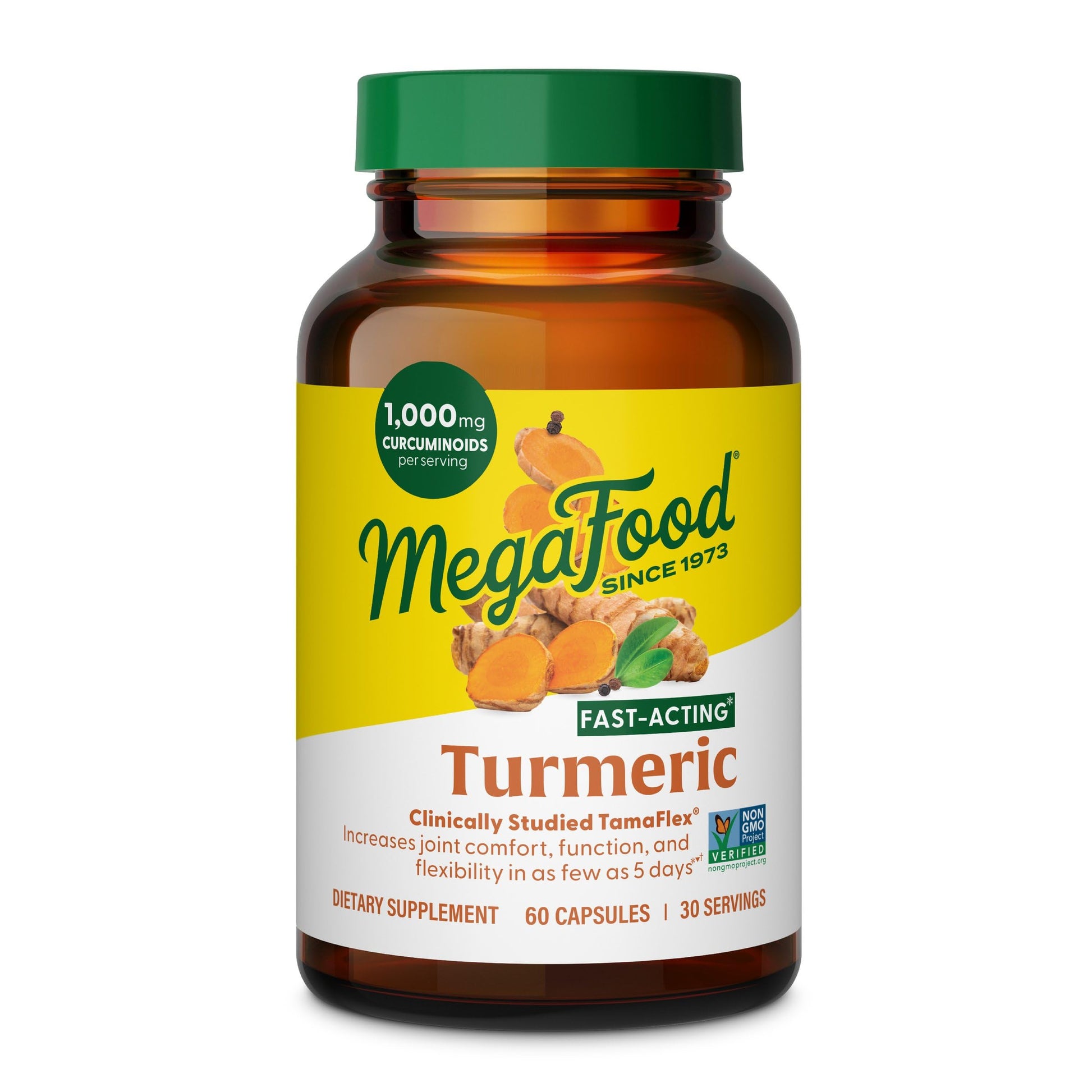 MegaFood Fast-Acting Turmeric Curcumin Supplement, Black Pepper, 60 Capsules