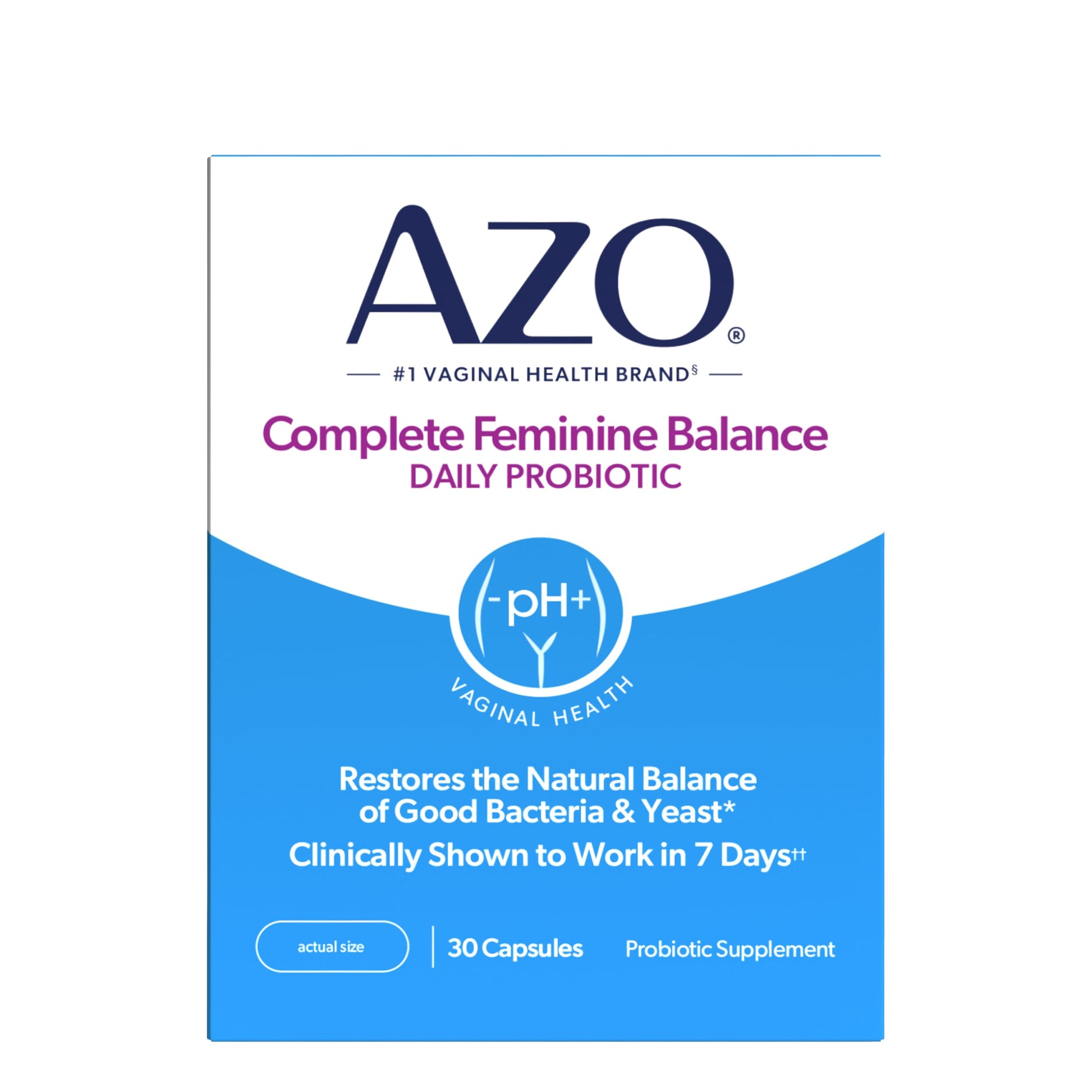 AZO Complete Feminine Balance Daily Vaginal Probiotics for Women Capsules, 30 Count