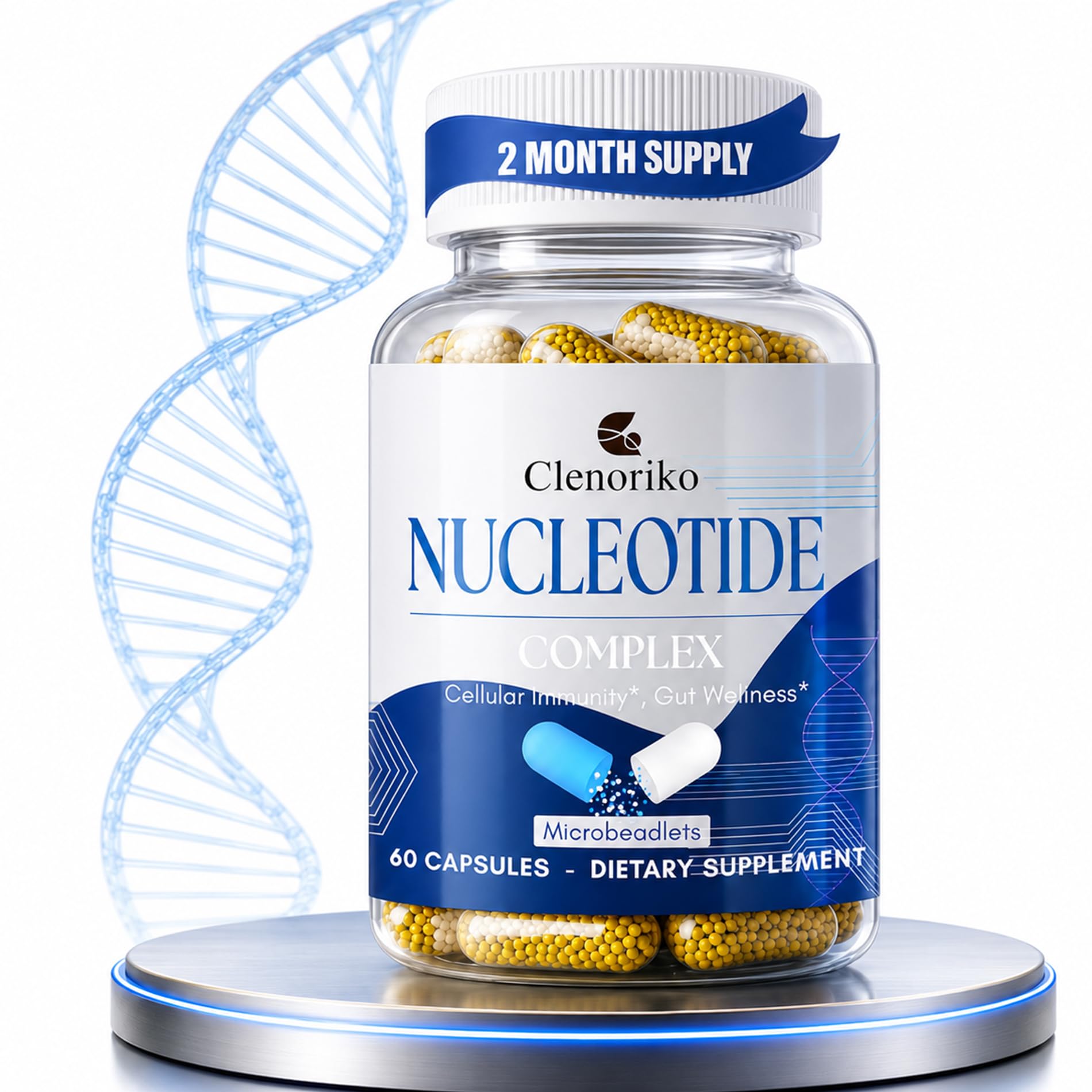 Clenoriko Nucleotide Complex 400mg with Microbeadlet Technology Matrix, DNA & RNA Building Block, 60 Capsules