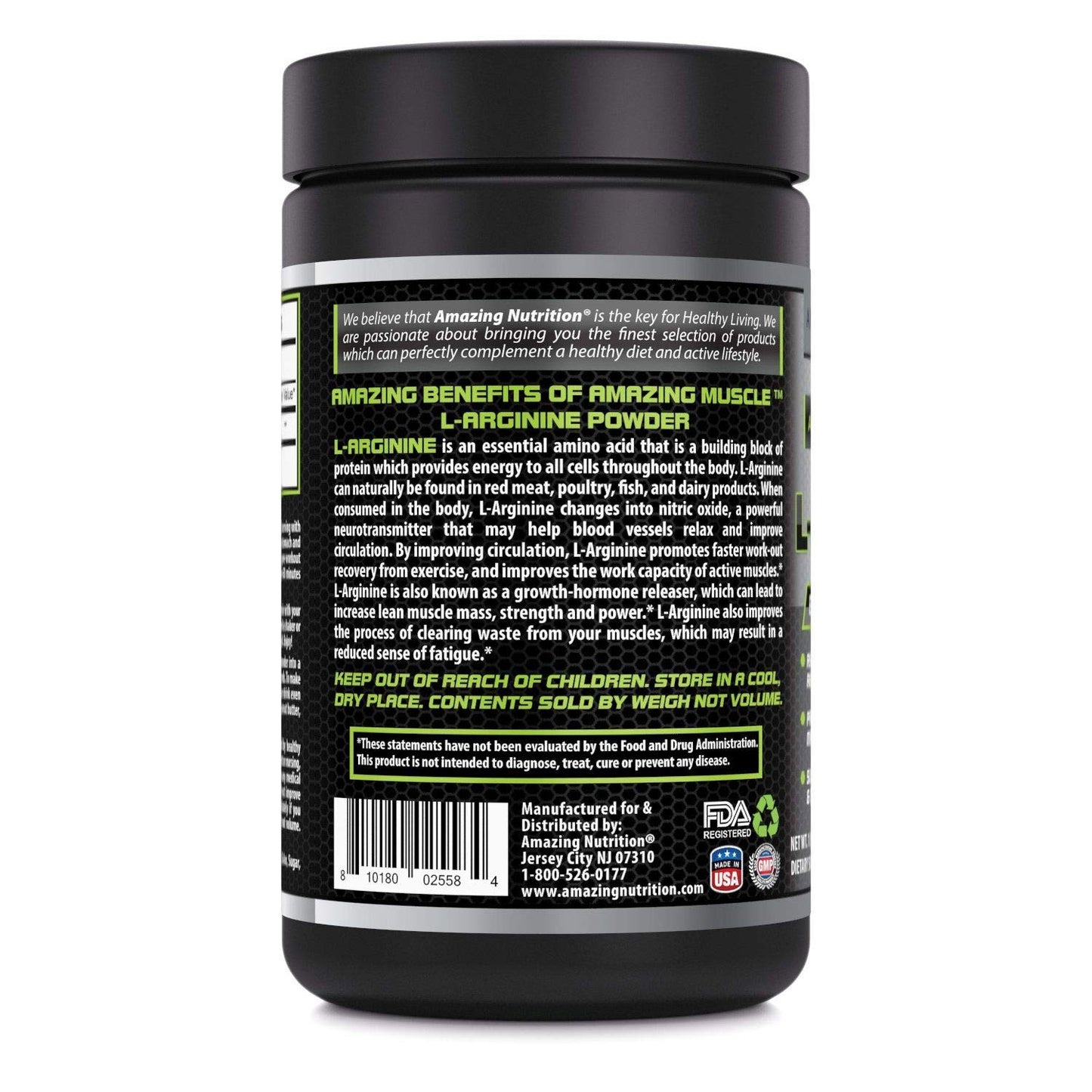 Amazing Nutrition Amazing Muscle L-Arginine Essential Amino Acid Powder, 1 lb