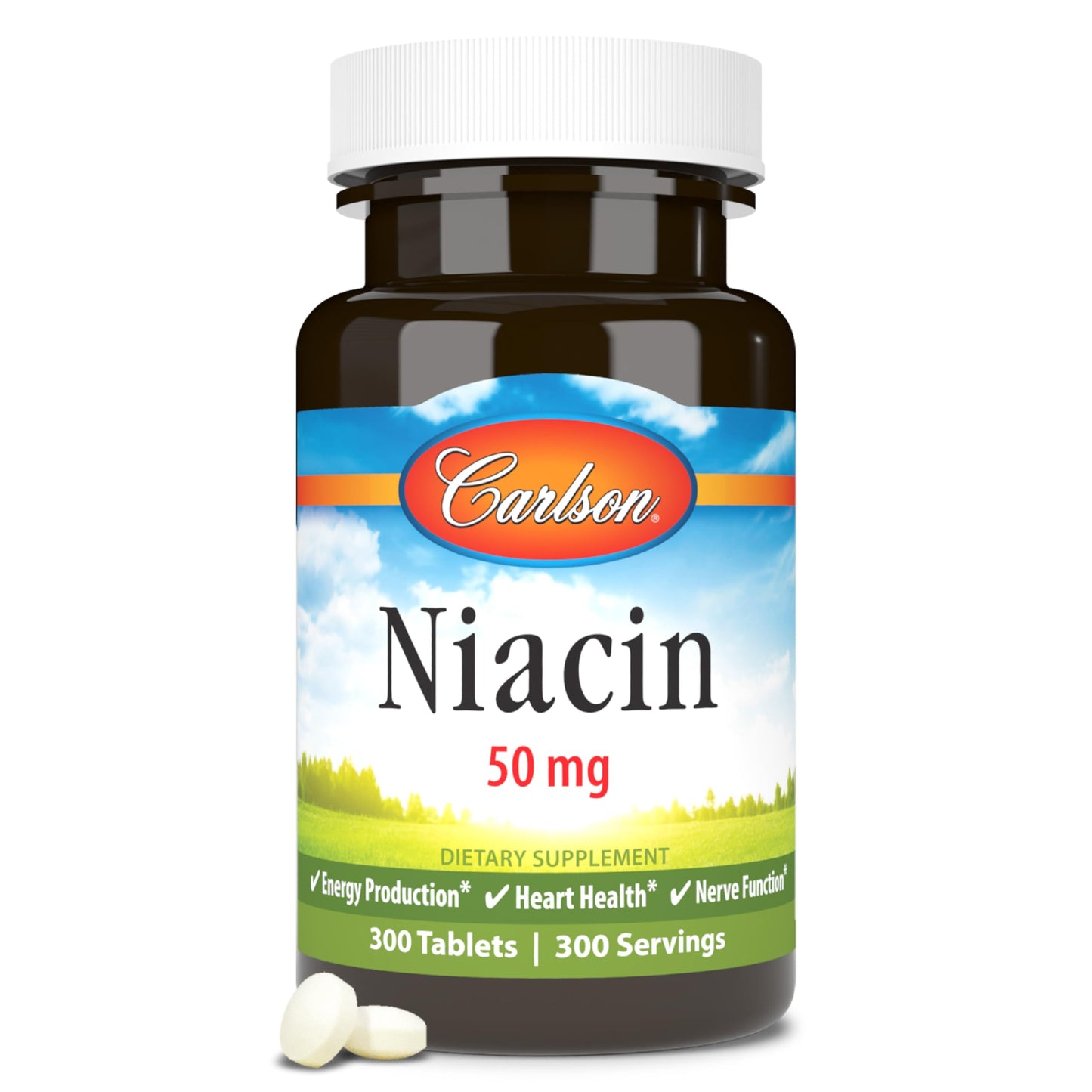 Carlson Niacin 50 mg Tablets, 300 Count