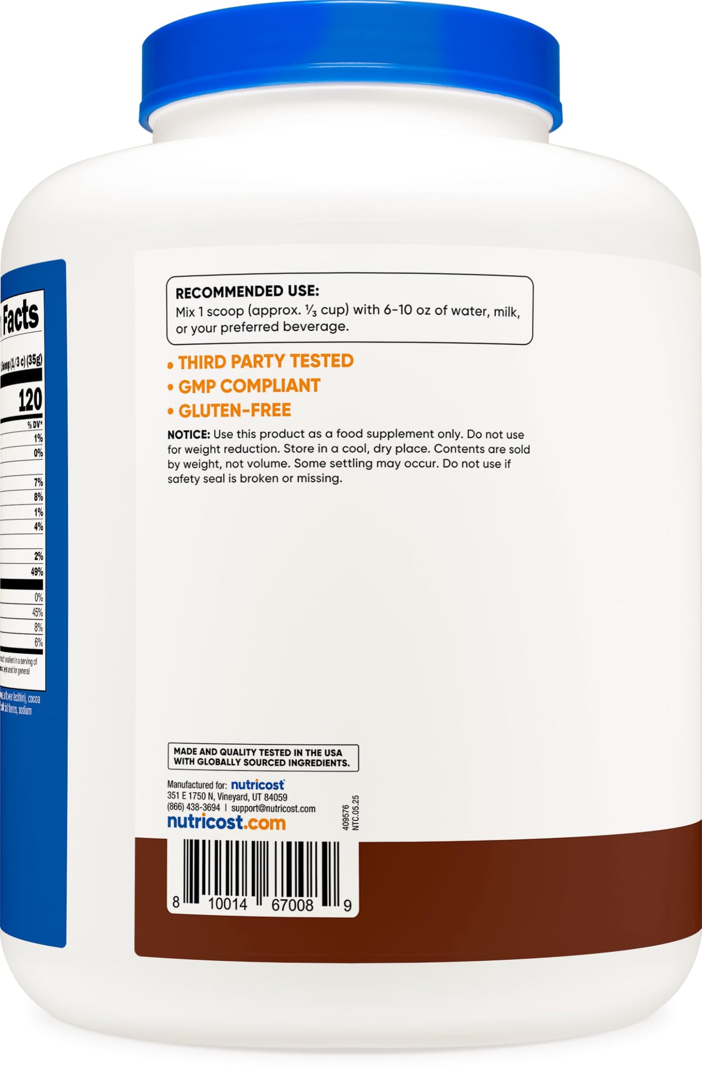 Nutricost Casein Protein Powder 5lb Chocolate, 80 Servings