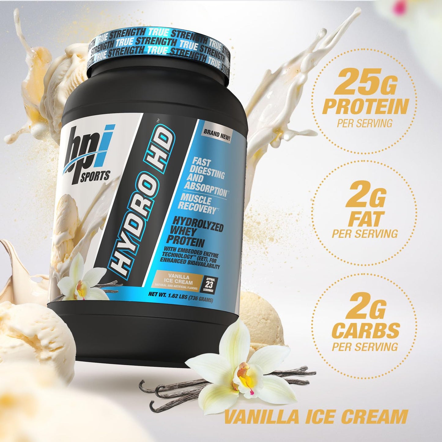 BPI Sports Hydro HD 100% Hydrolyzed Whey Protein Powder, 31 Servings