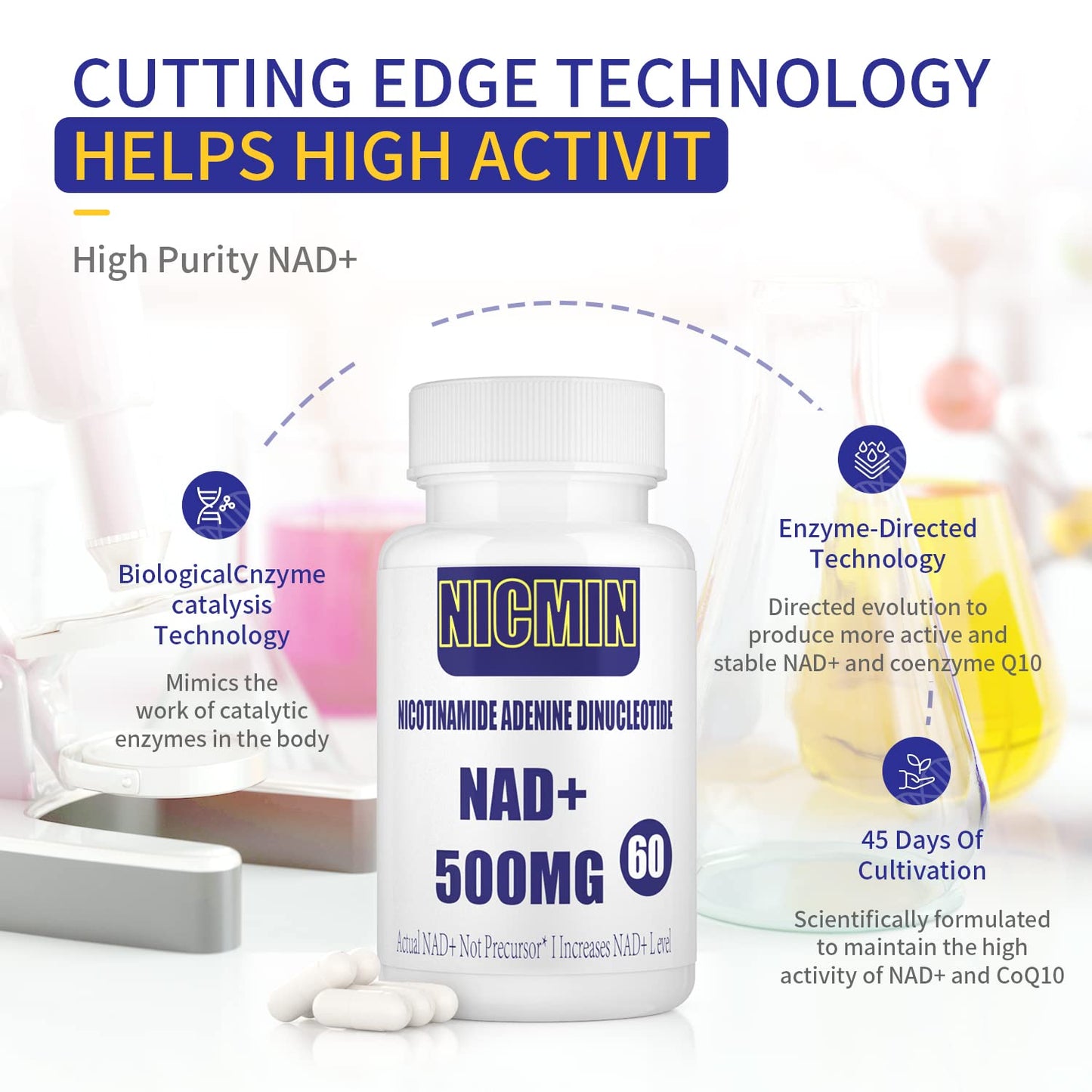 NICMIN 800MG Liposomal NAD+ with TMG 300MG 120 Capsules