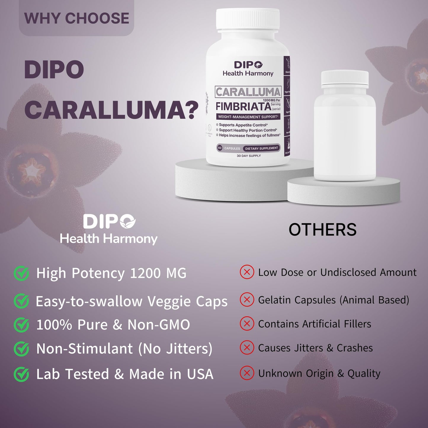 DIPO HEALTH HARMONY Caralluma Fimbriata 1200mg Capsule 60 Count