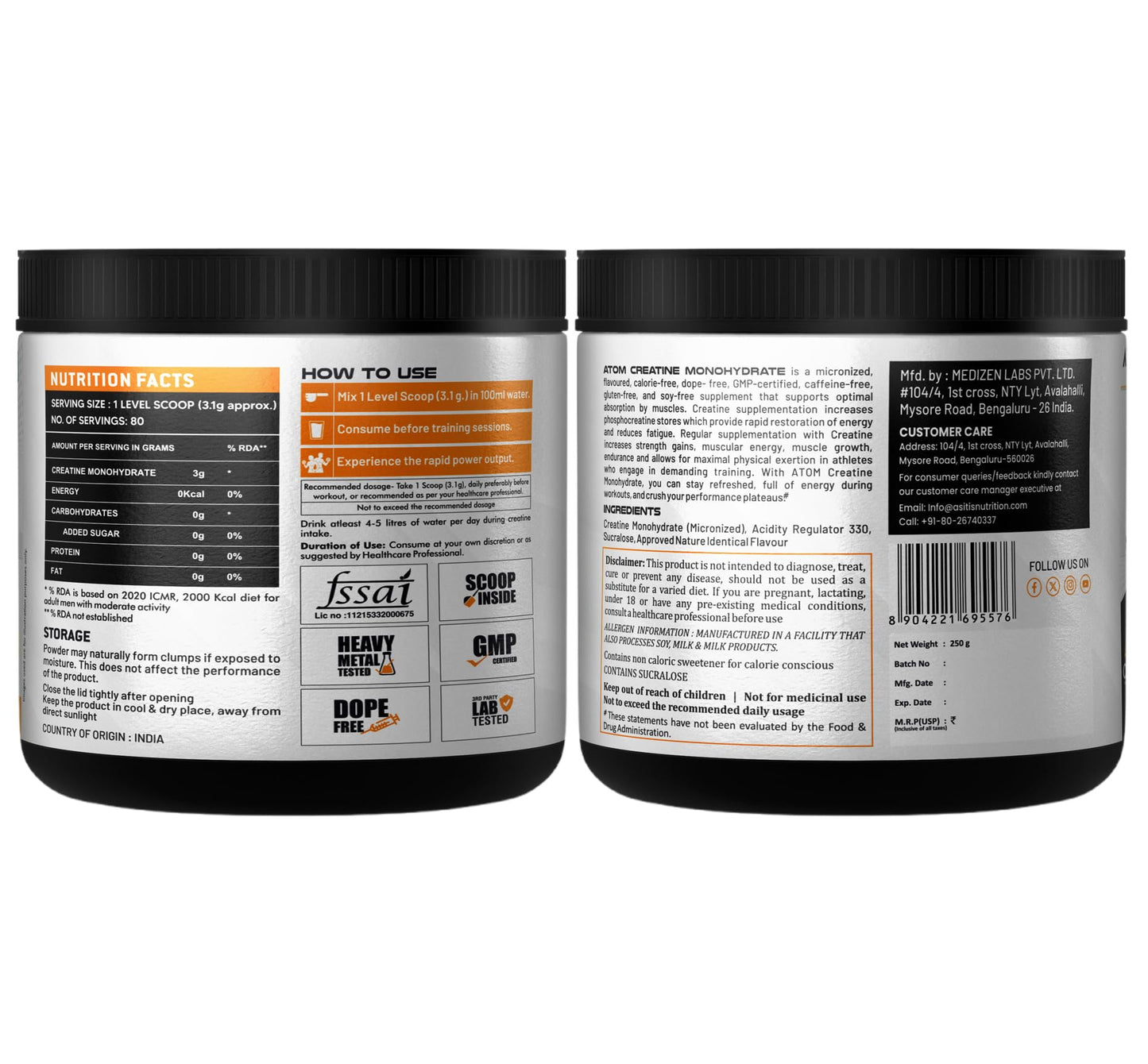 Asitis Nutrition AS-IT-is Atom Creatine Monohydrate Powder 250 g