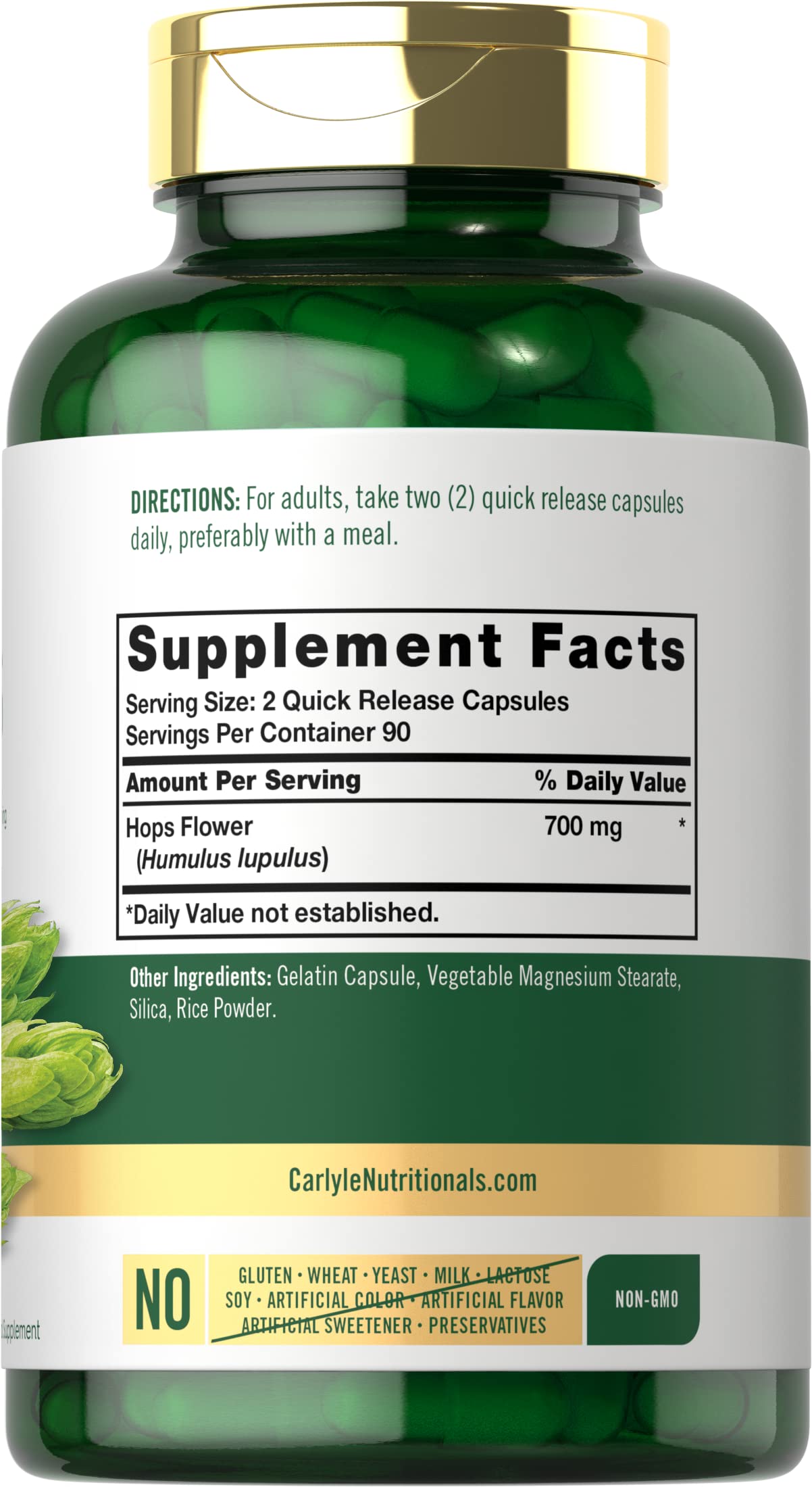 Carlyle Hops Supplement 700mg Capsule, 180 Count