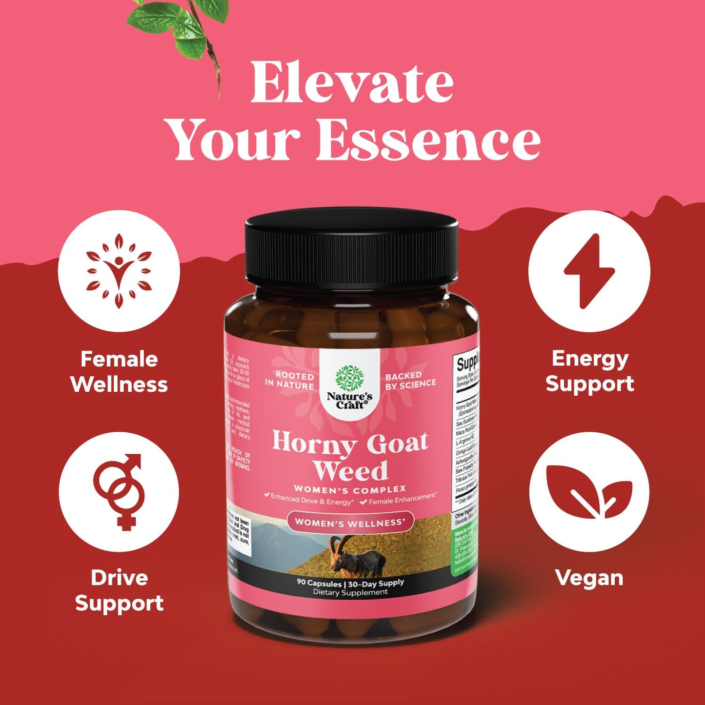 Natures Craft Horny Goat Weed for Women Capsules 90 Count