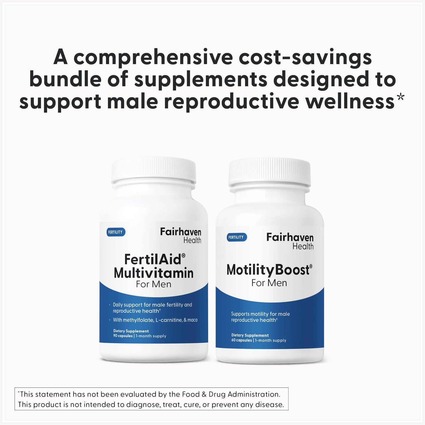 Fairhaven Health FertilAid for Men and MotilityBoost Combo Capsules, 150 Capsules