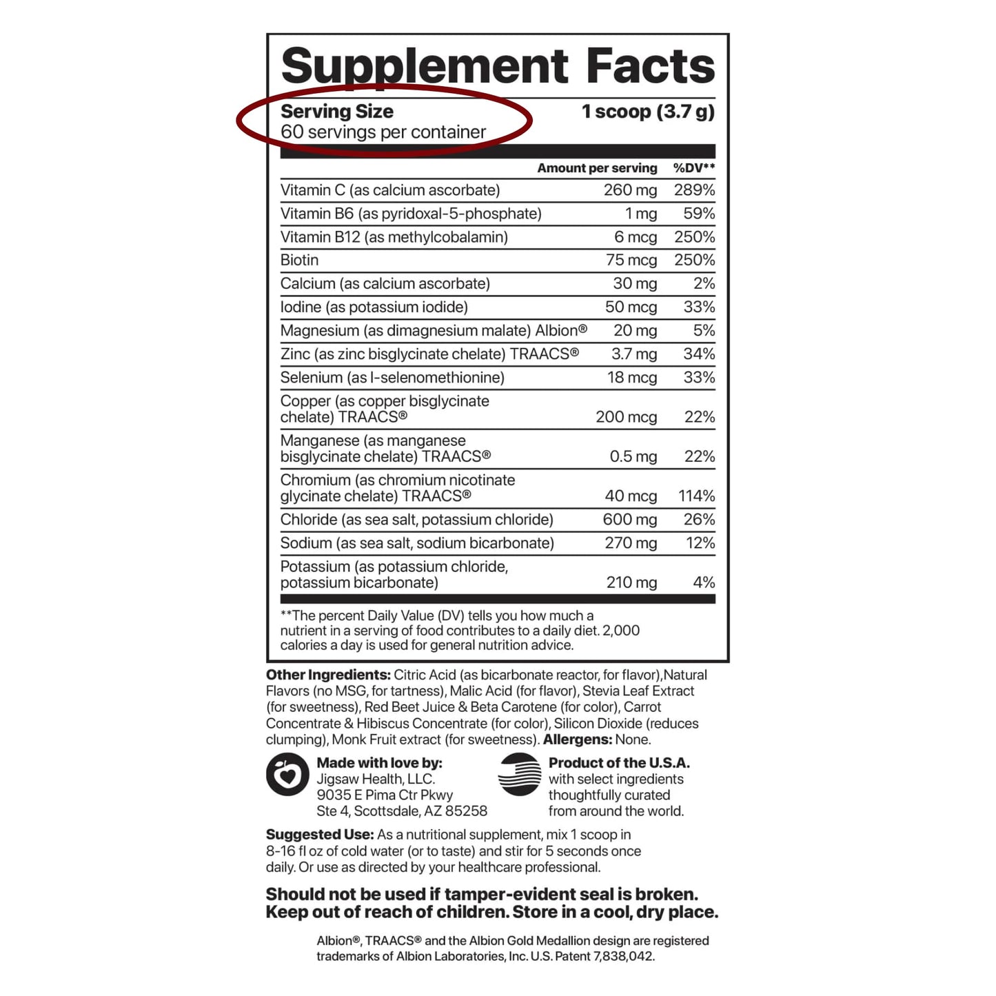 Jigsaw Health Electrolyte Supreme Powder, 60 Servings