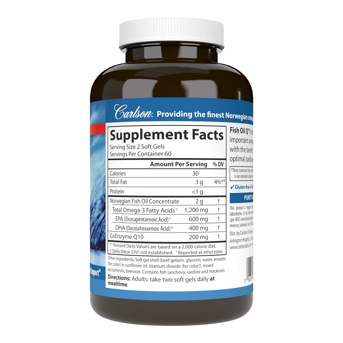 Carlson Fish Oil Q CoQ10 120 Softgels