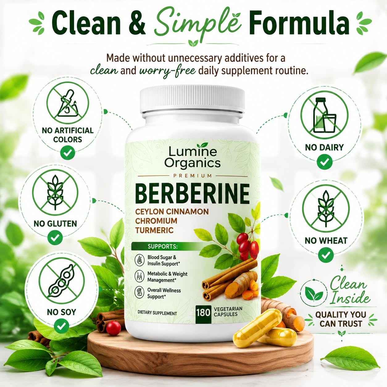 Lumine Organics Berberine with Ceylon Cinnamon - 4 in 1 Complex Softgel 1