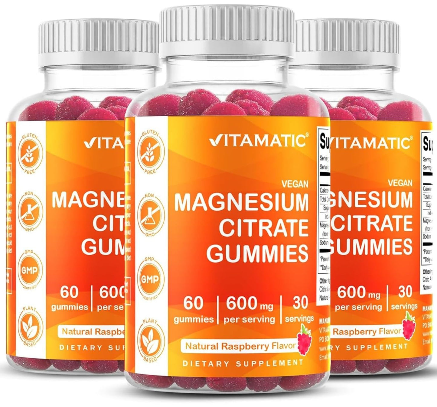 Vitamatic Magnesium Gummies 600mg per Serving 180 Gummies