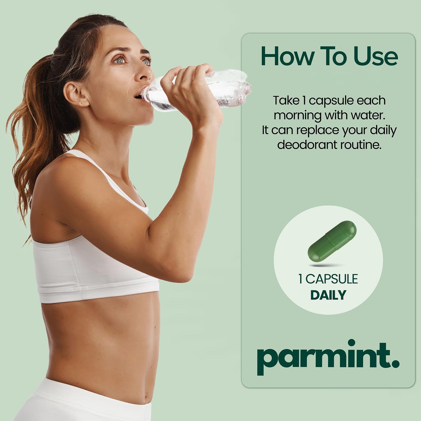 Parmint Whole Body Natural Deodorizing Supplement Capsules, 180 Count