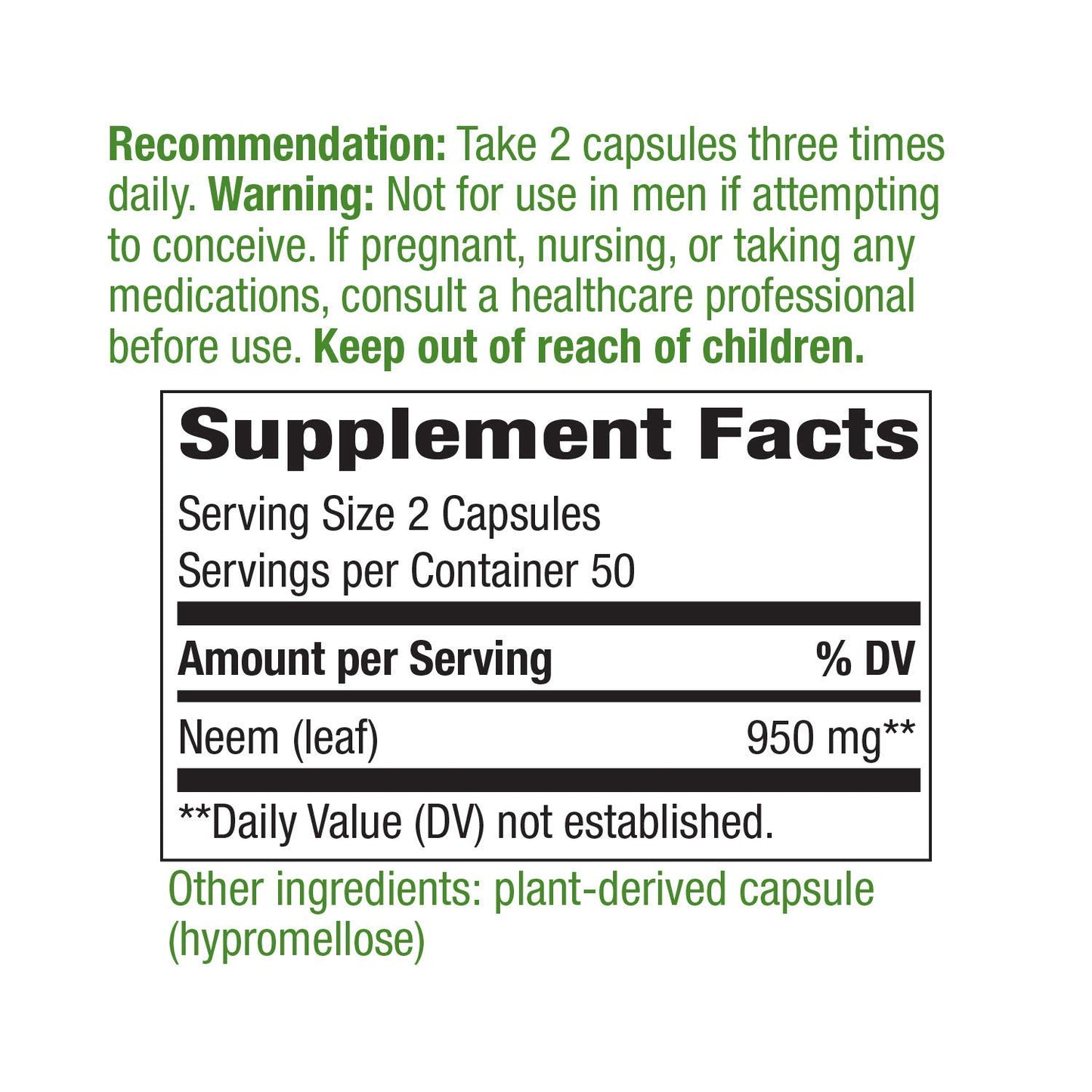 Nature's Way Neem Leaves Capsule 100 Count