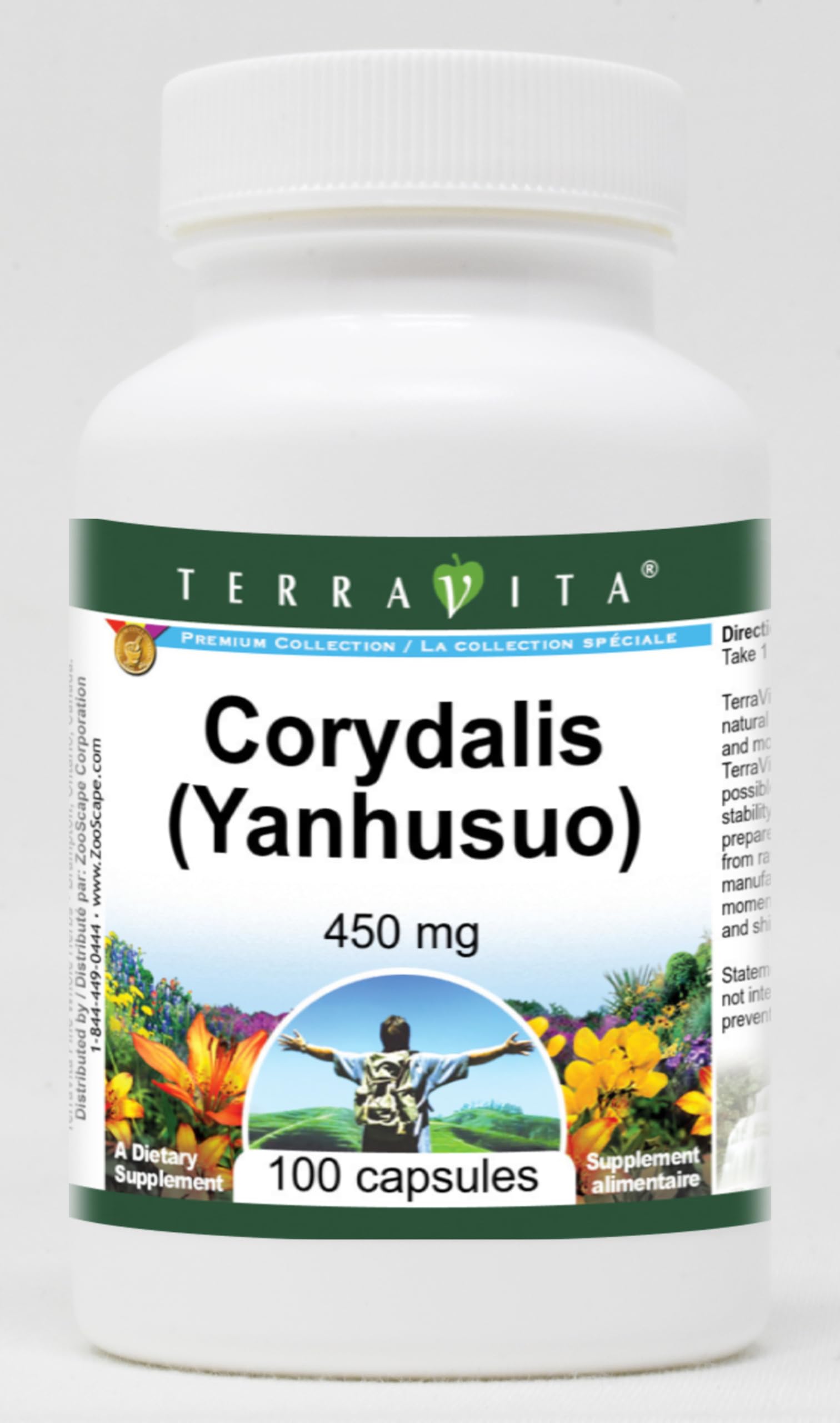 Terravita Corydalis (Yanhusuo) 450 mg Capsules, 300 Count