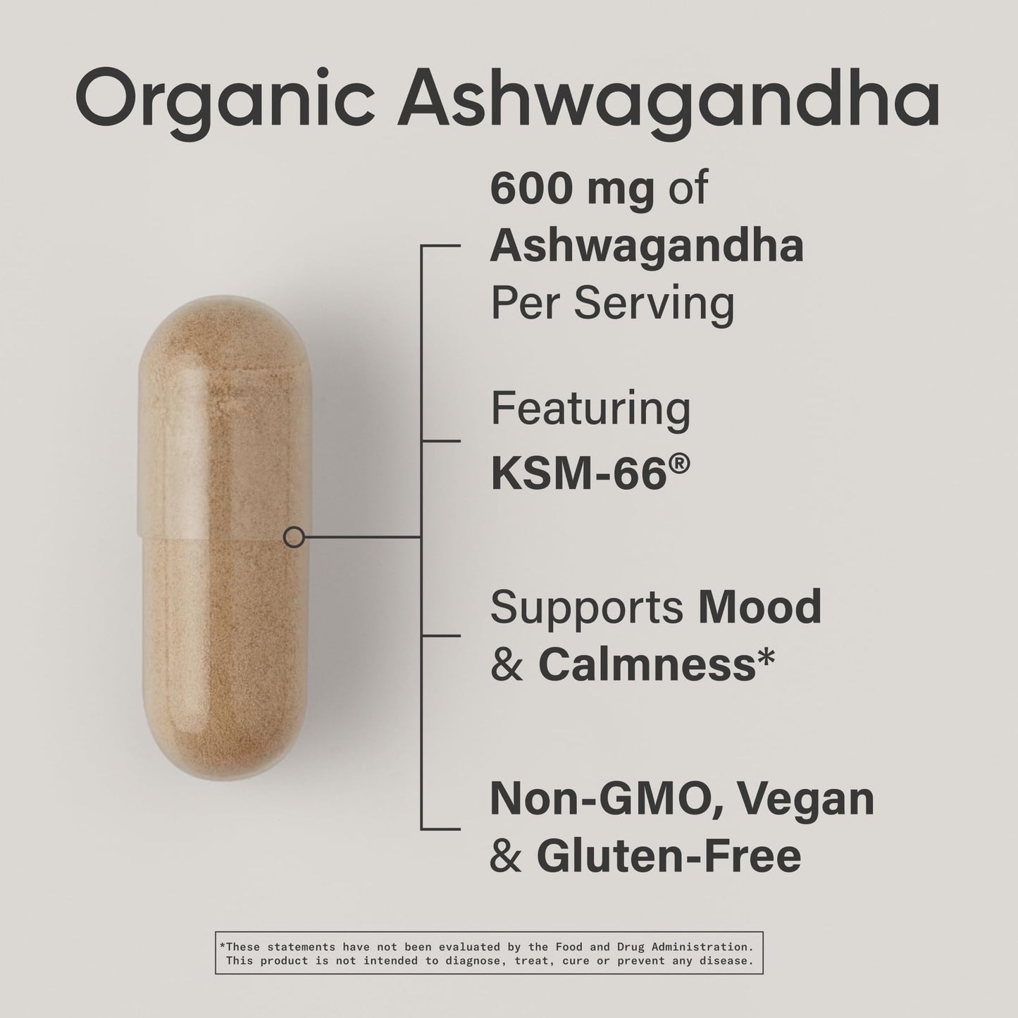 Sports Research Organic Ashwagandha 600mg w/KSM-66 Capsule, 90 Count