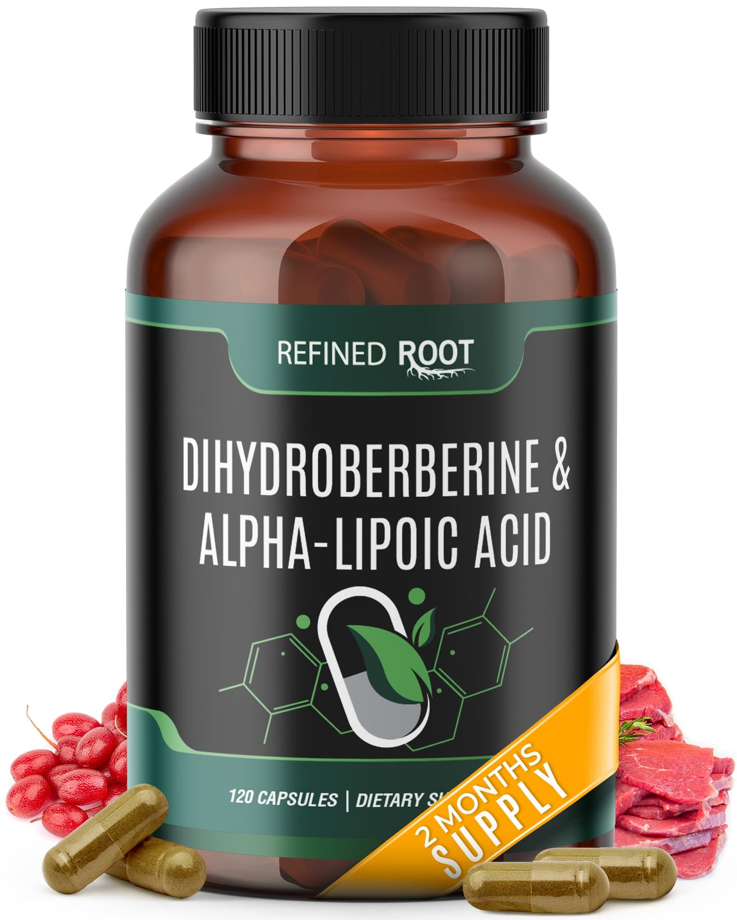 Blast Supplements Refined Root Dihydroberberine 300mg with Alpha Lipoic Acid 600mg Supplement Capsule, 120 Count
