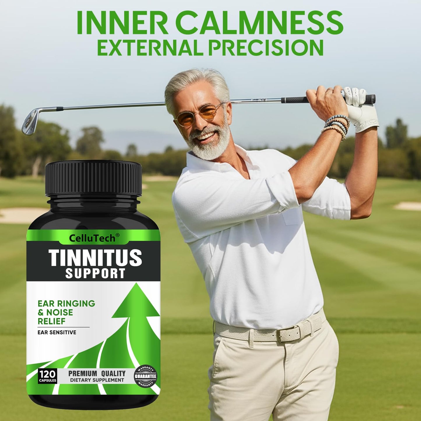 CelluTech Advanced Tinnitus Relief for Ringing Ears Supplement 1200MG, Supports Hearing Loss & Ear Health, 120 Capsules