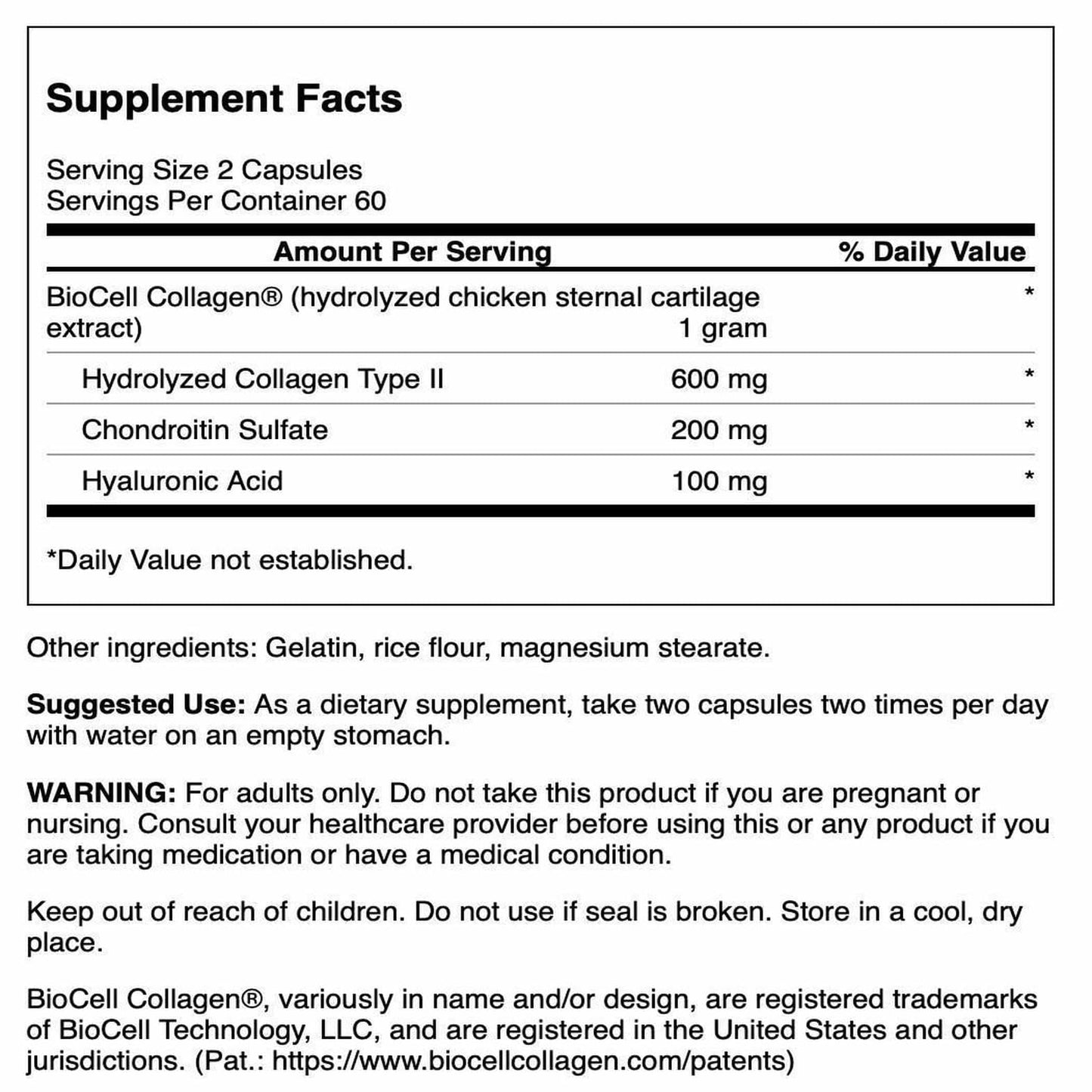 Swanson Chicken Sternum Cartilage Collagen Type II 500mg Capsules 200 Count