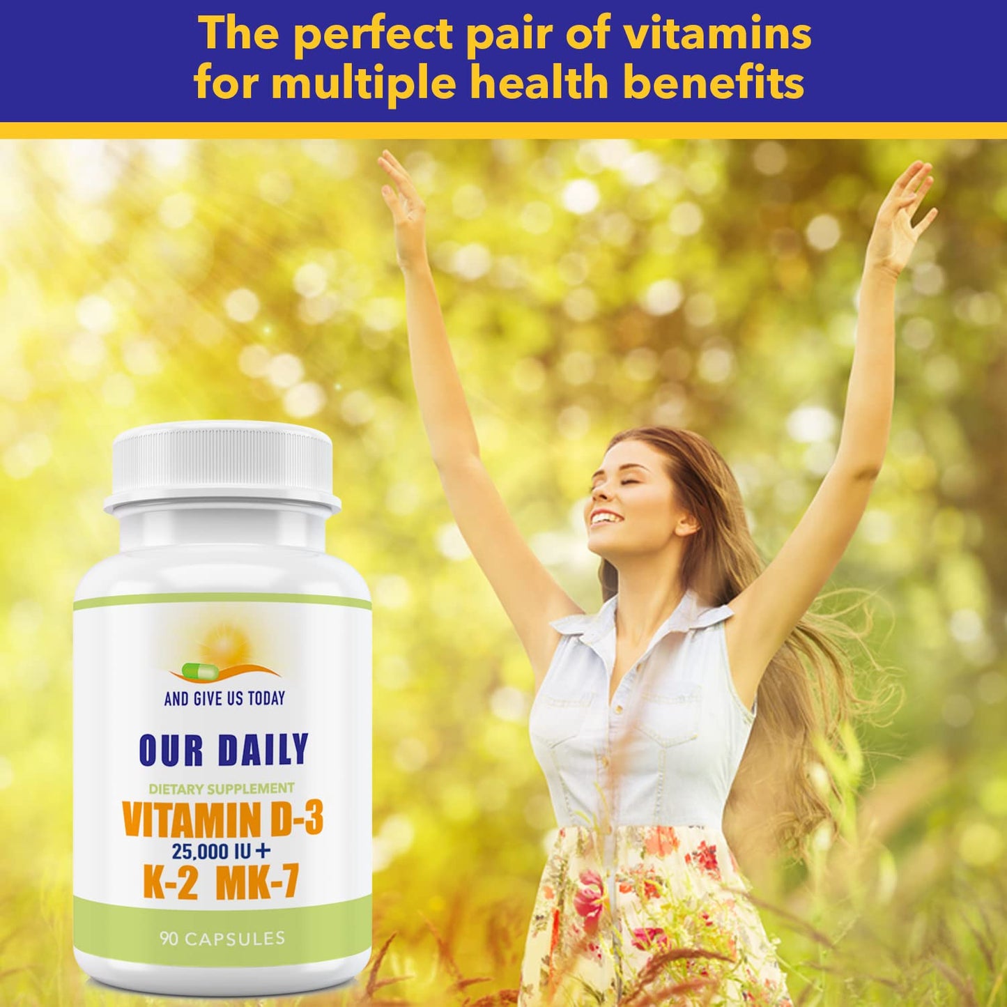 Our Daily Vites Vitamin D-3 25,000 IU + K2 Capsule, 90 Count