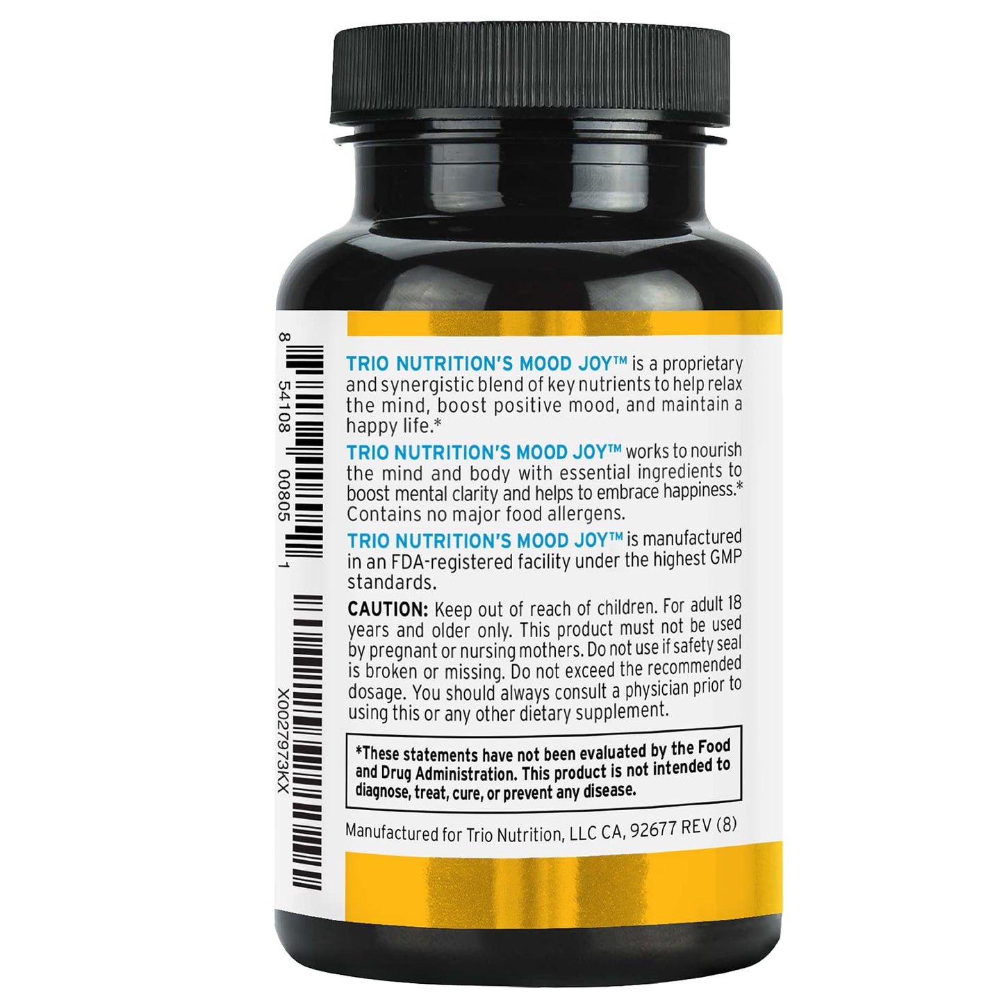 TRIO NUTRITION Mood Joy Turmeric & Ashwagandha Supplement with 5-HTP 60 Capsules