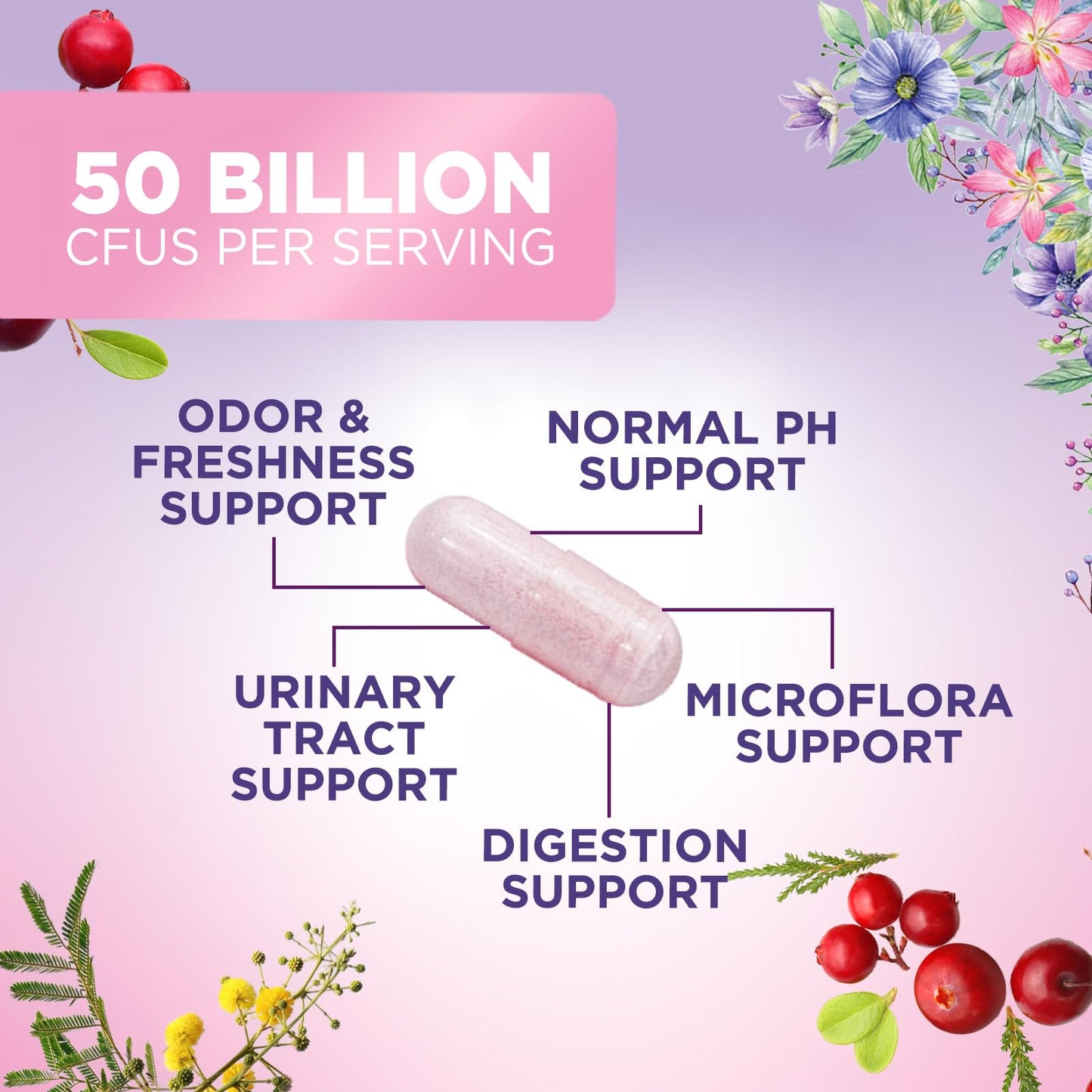 Nature's Nutrition Probiotics for Women - Probiotic Blend 50 Billion CFU Per Capsule, 16 Strains, Prebiotic for Vaginal pH Balance, Urinary Health Support, 60 Capsules