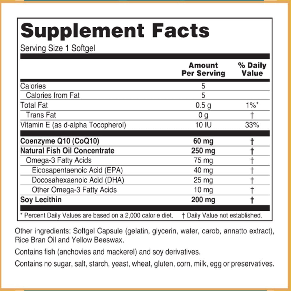 Baar Nature's Blessing CoQ10 with Omega-3 Fish Oil Caplets, 10