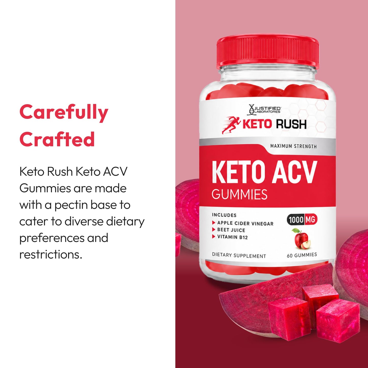 Justified Laboratories Keto Rush Keto ACV Gummies 120 Gummies