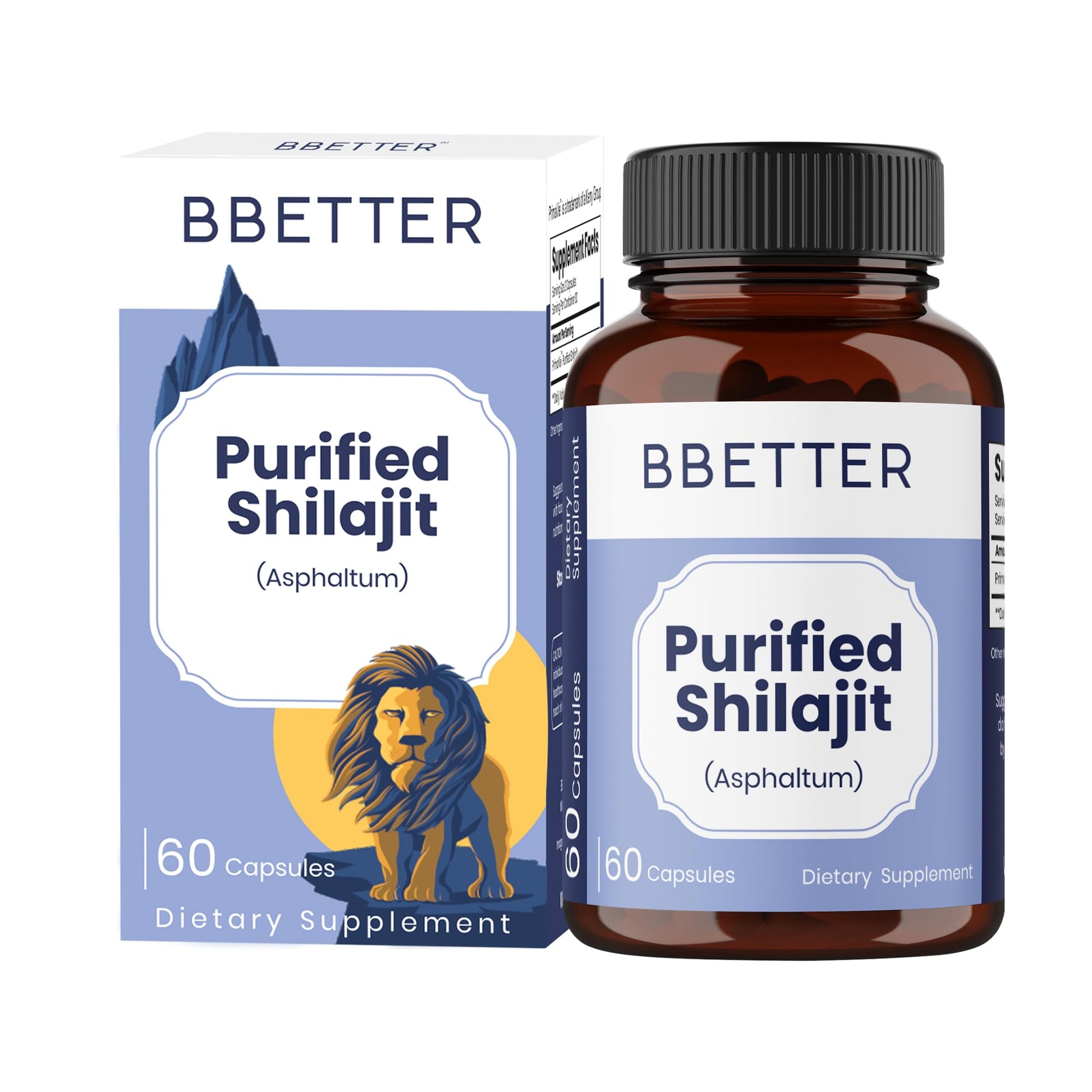 BBETTER Purified Shilajit 250 mg with PrimaVie® Lab Tested Himalayan Shilajit Extract Capsule, 60 Count