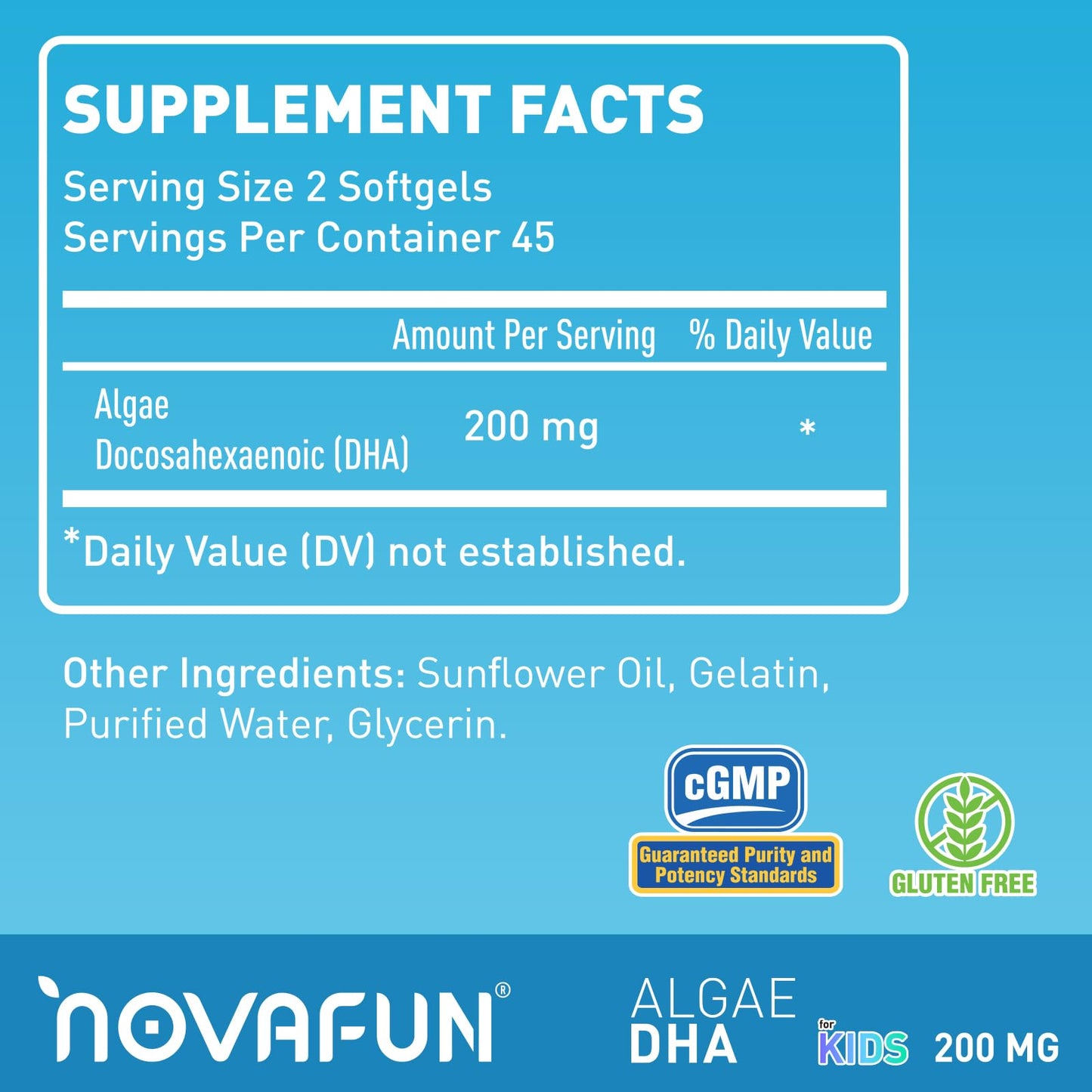 Novafun Algal Sourced Omega-3 & DHA Softgels 90 ct, 200 mg, Non-GMO