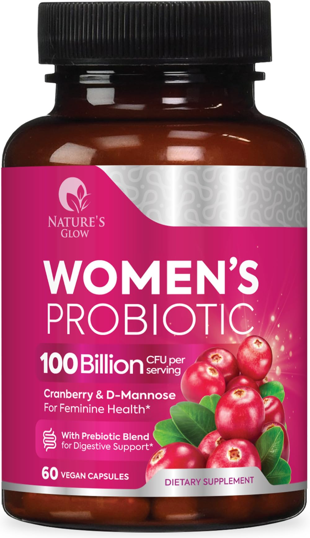 Nature's Glow Probiotics For Women - PH Balance, Digestive & Feminine Health Support - 100 Billion CFU Per Serving - Women's Probiotic With 16 Unique Strains, Vaginal Probiotic Capsules 60 Count