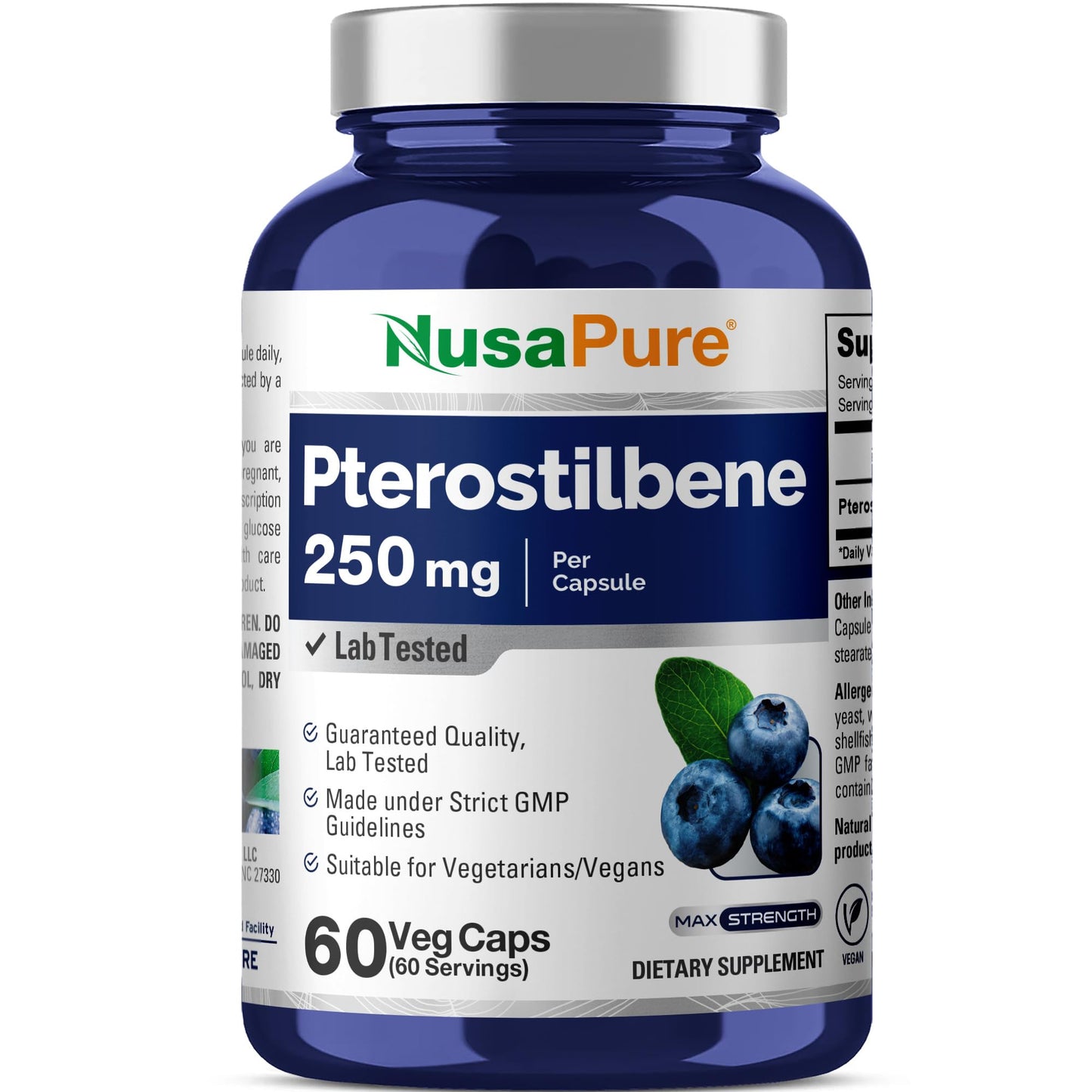 NusaPure Pterostilbene 250mg Capsule, 60 Capsules
