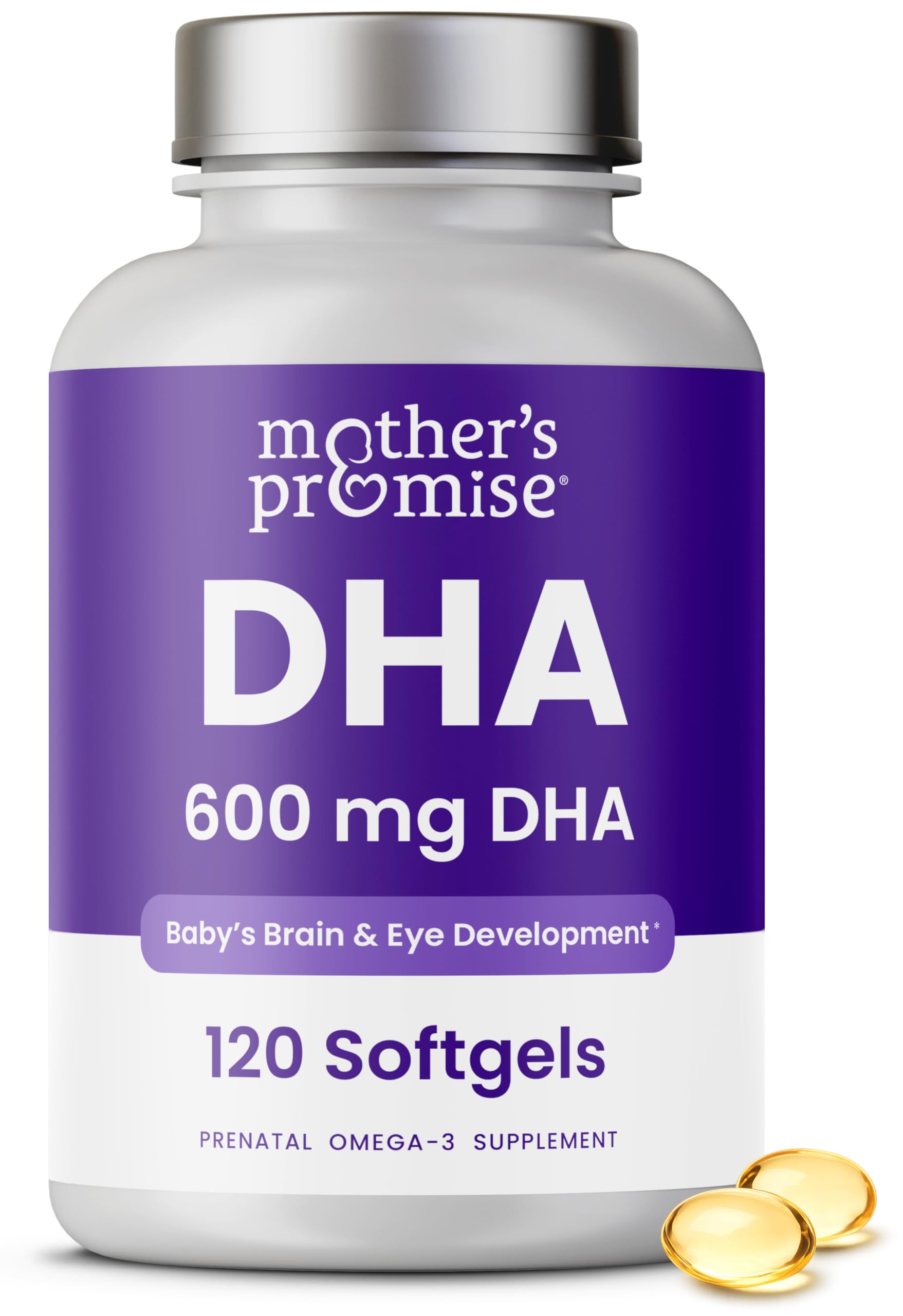 Mother's Promise Prenatal DHA for Women 600mg Softgels, 120 Count