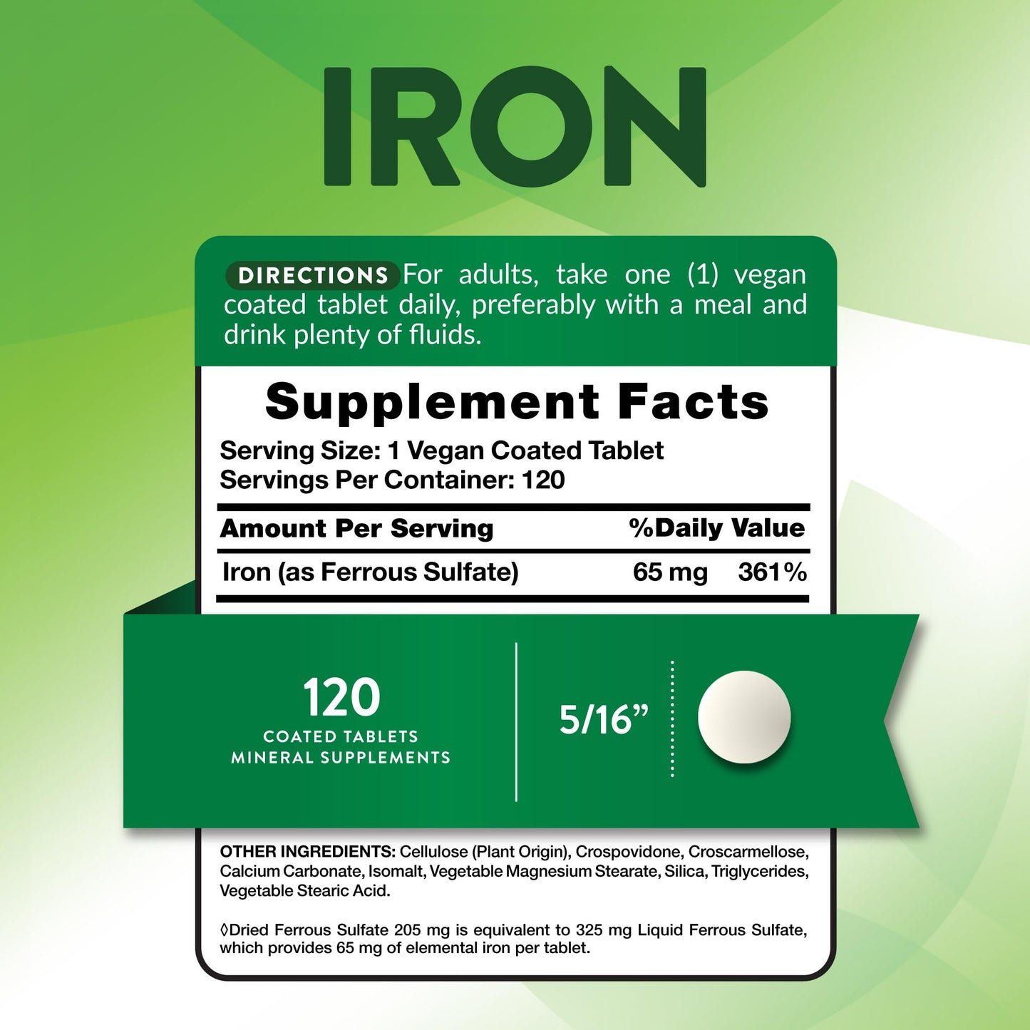 Nature's Truth Iron Supplement 120 Tablets