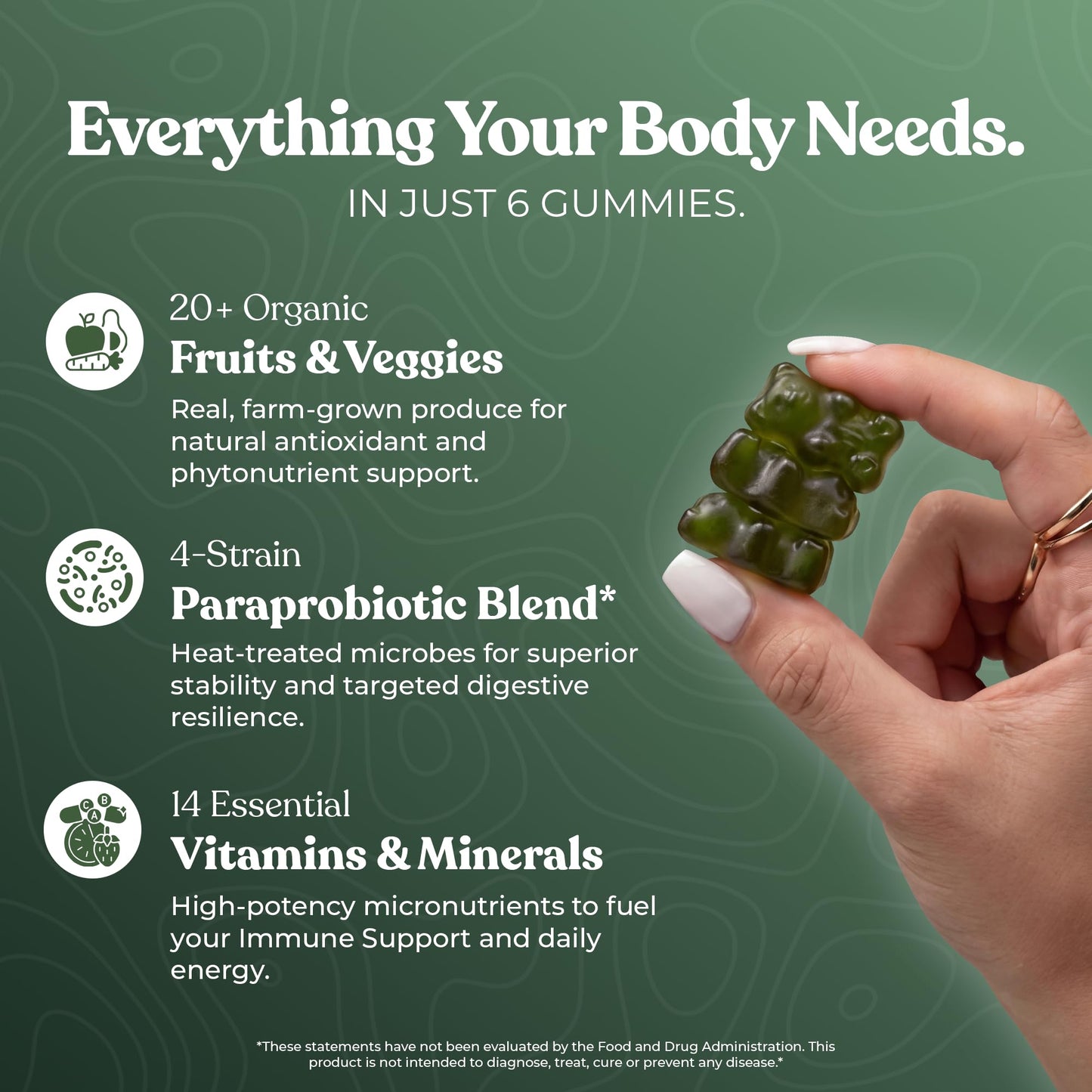 O H Optimal Human Super Greens Gummies 30 Count