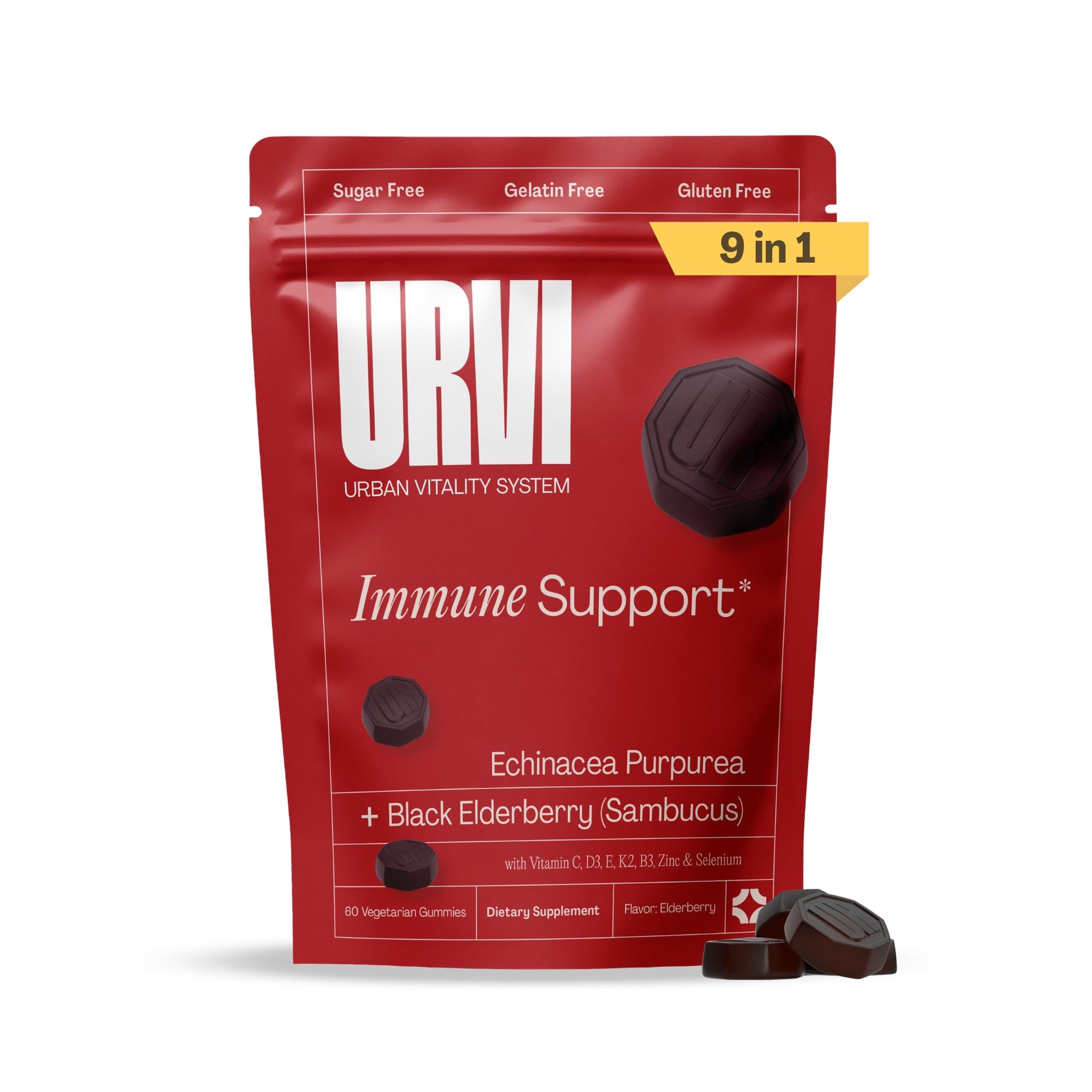 URVI Immune Support Black Sambucus Elderberry Gummies, 60 Count