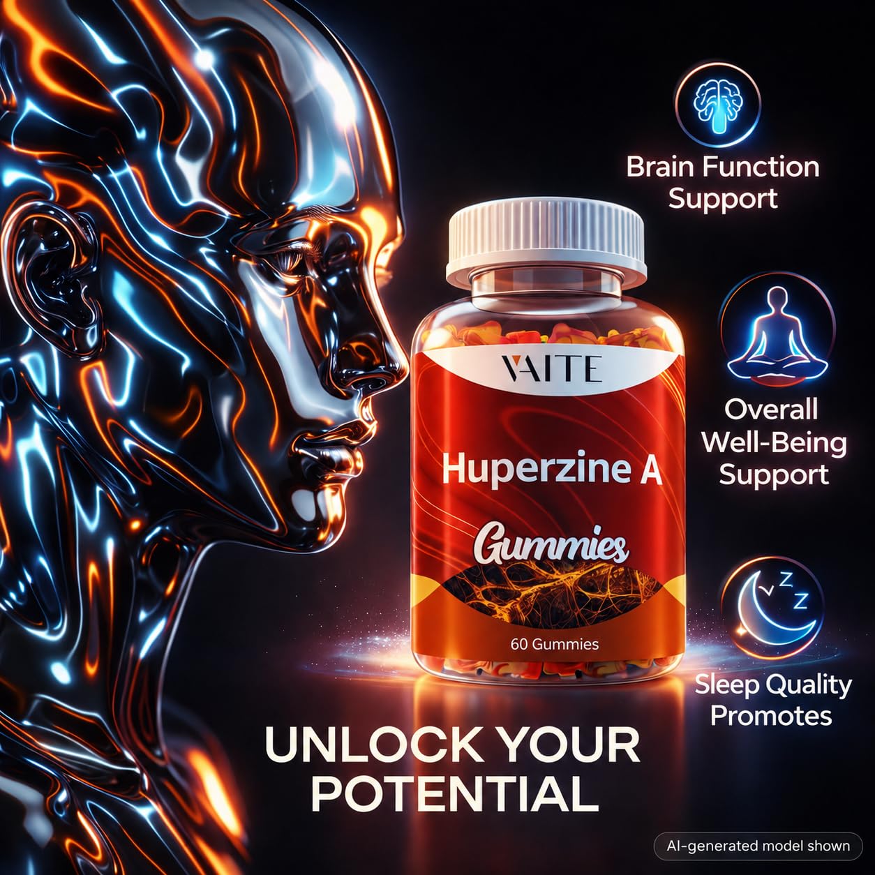 VAITE Huperzine A Supplement 200 mcg Gummies, 60 Count