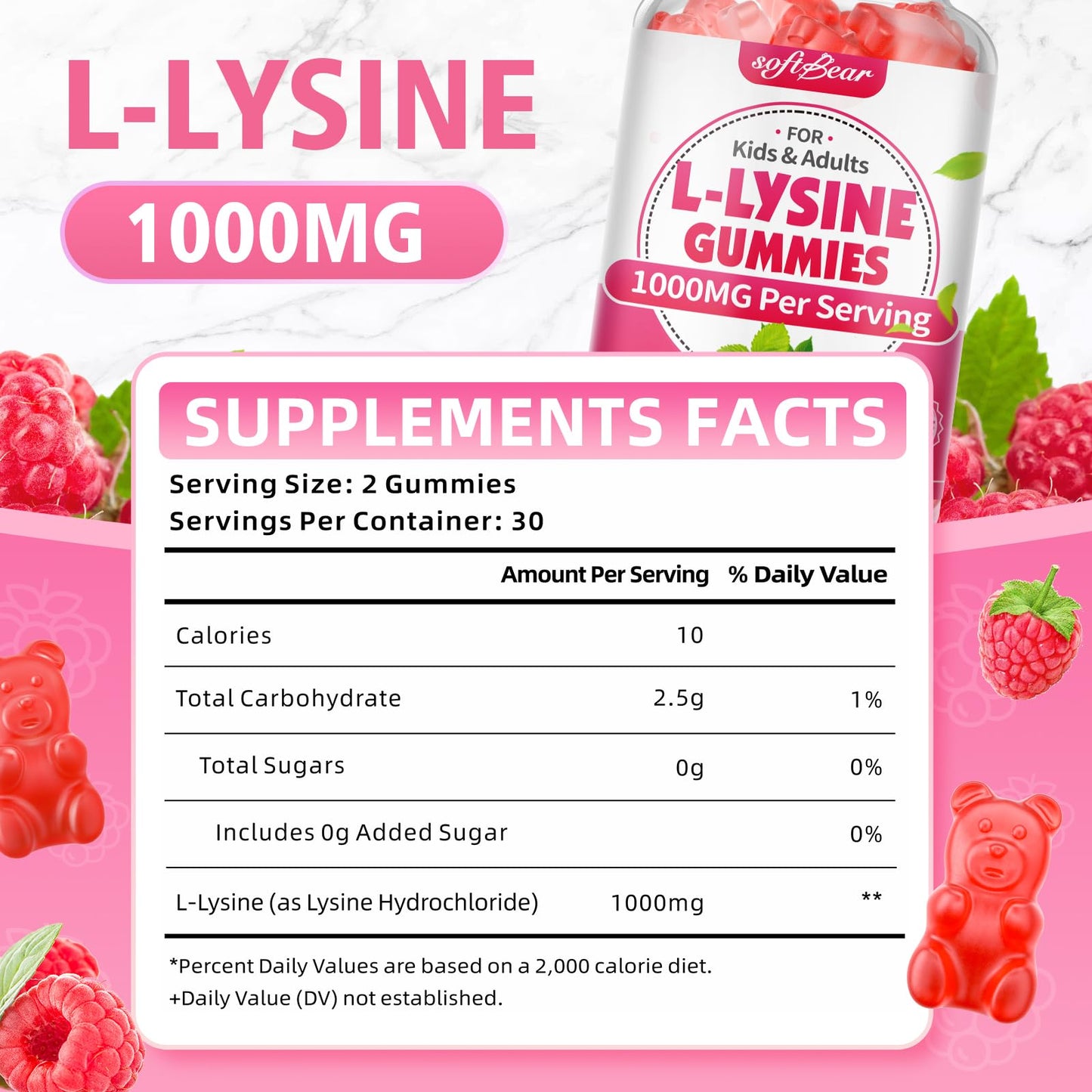 softbear L-Lysine Gummies 60 Count