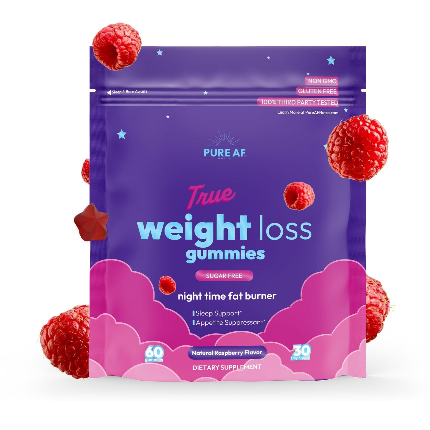 Pure AF Nutra Night Time Fat Burner Gummies 60 Count