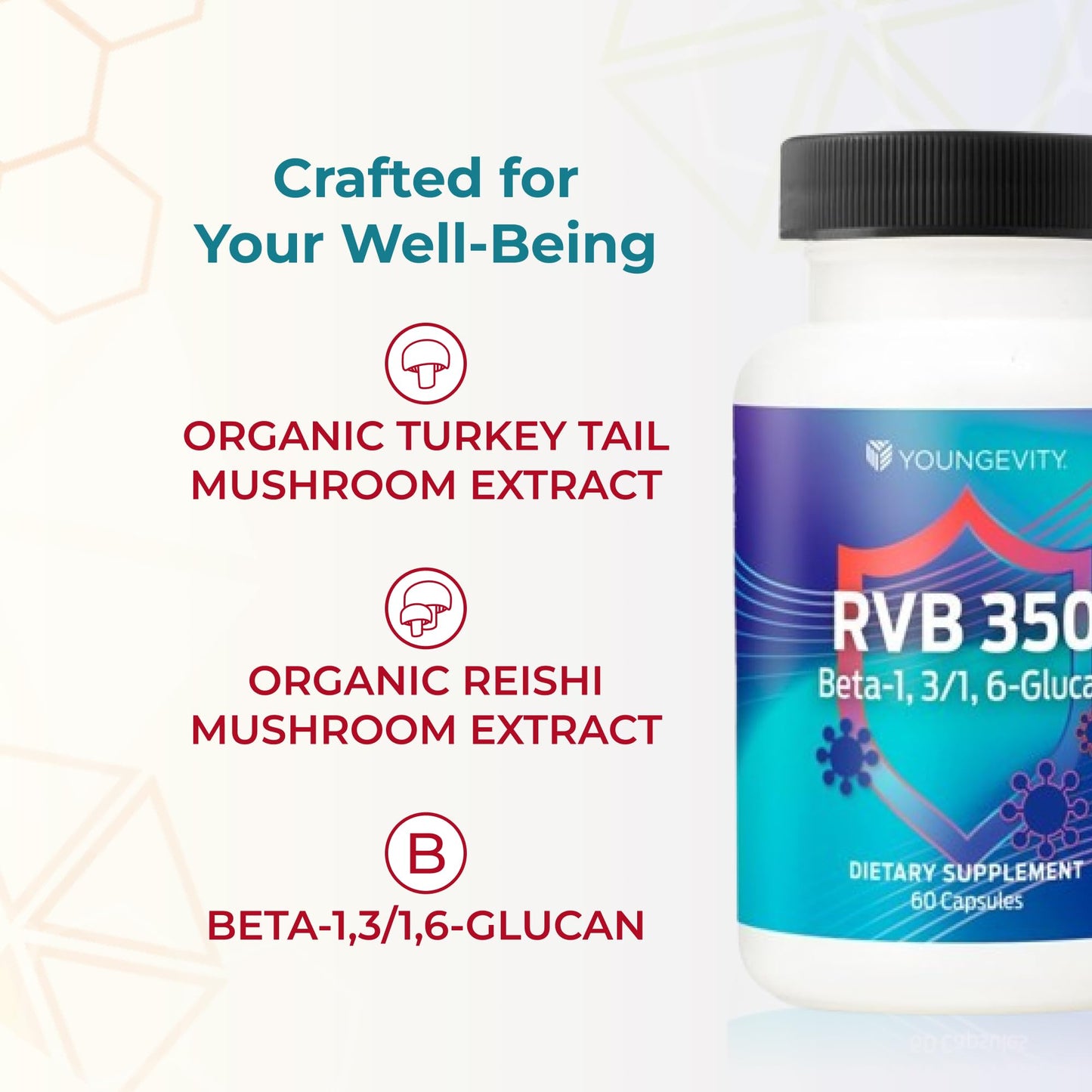Youngevity RVB 350 (Beta 1, 3/1, 6-Glucan) 60 Capsules