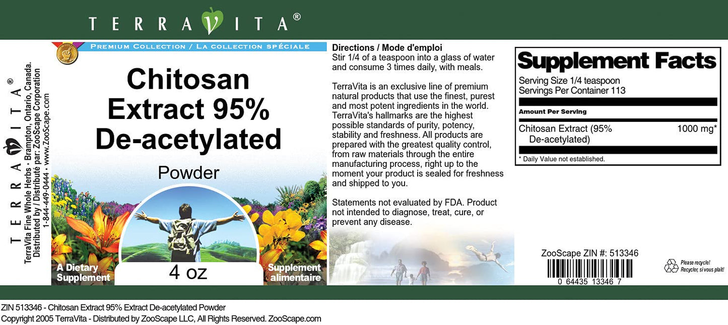 Terravita Chitosan Extract 95% Deacetylated Powder, 12 oz