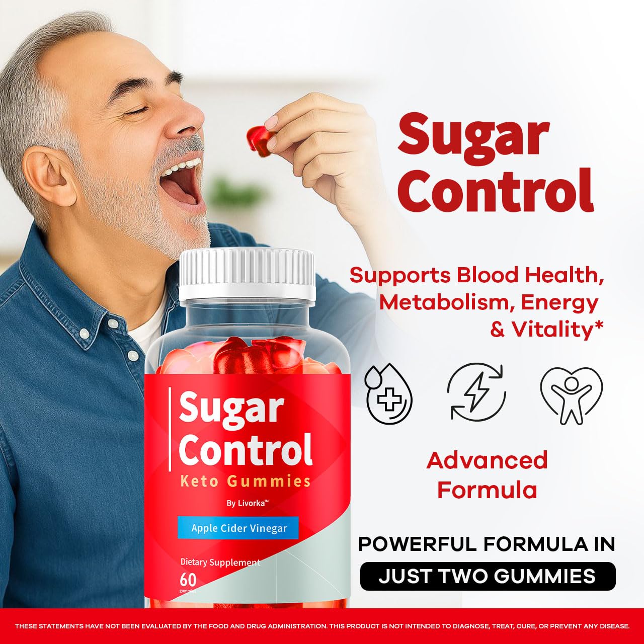 LIVORKA SugarControl Keto Gummies Apple Cider Vinegar, 120 Gummies