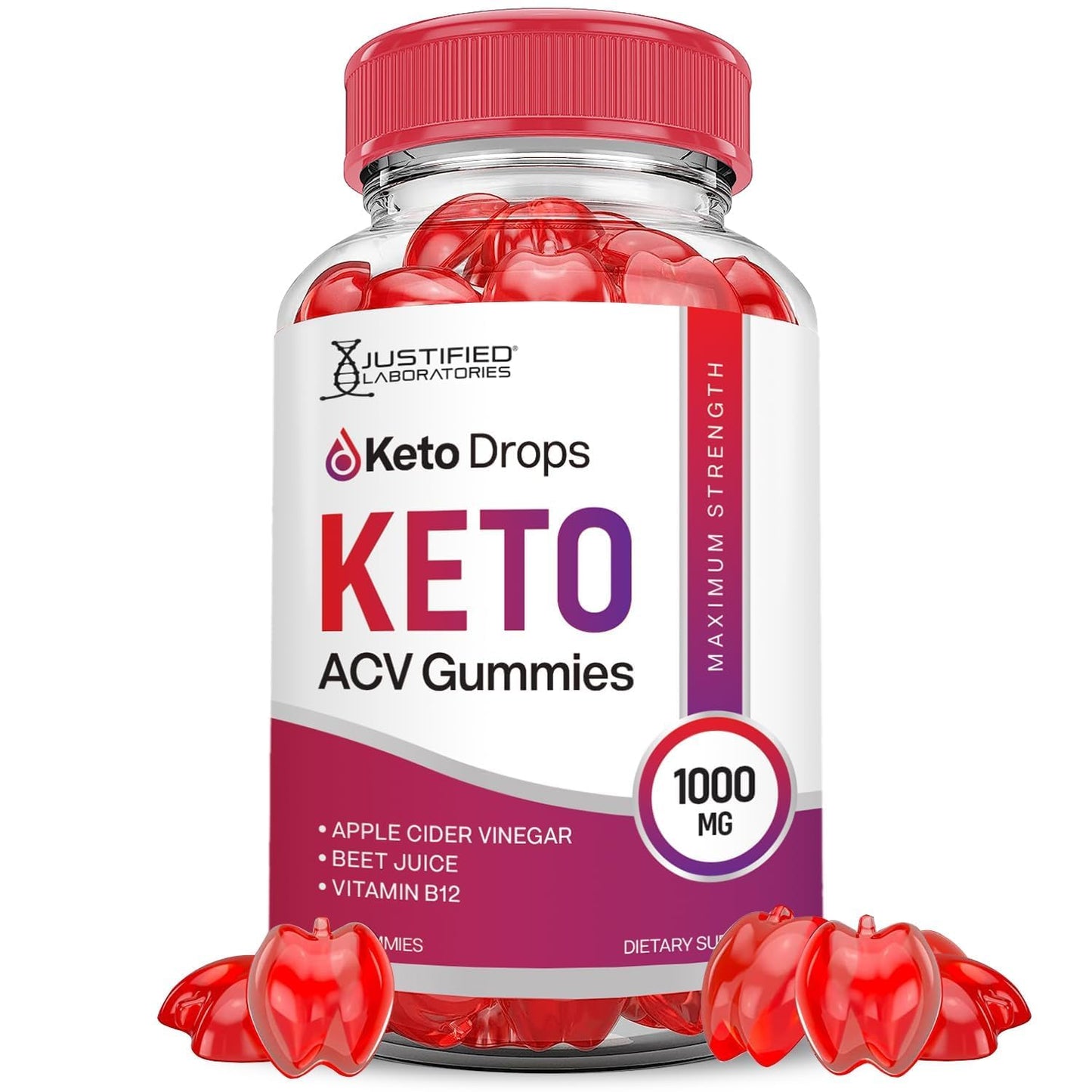 Justified Laboratories Keto Drops Keto ACV Gummies (1000 mg), 60 Count