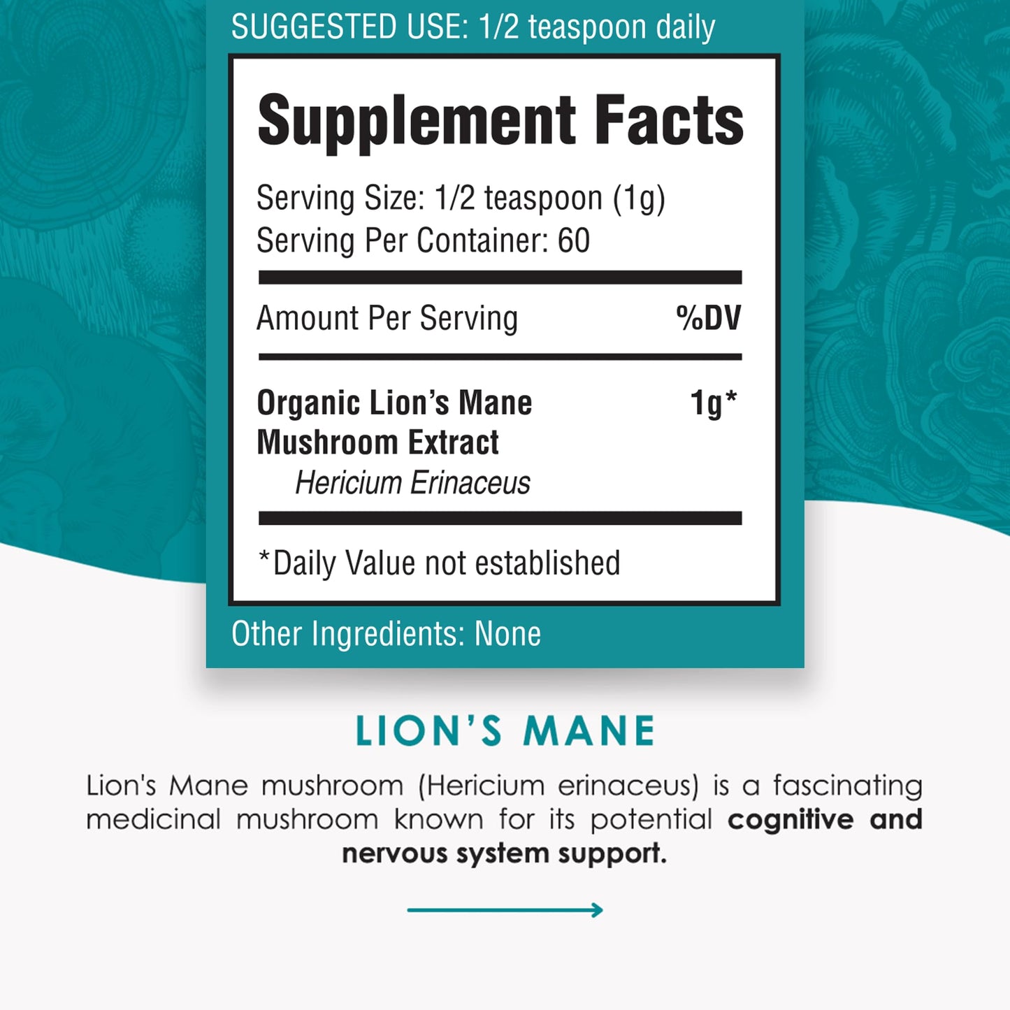 Purest Mushrooms Lion’s Mane Powder 2.1 oz