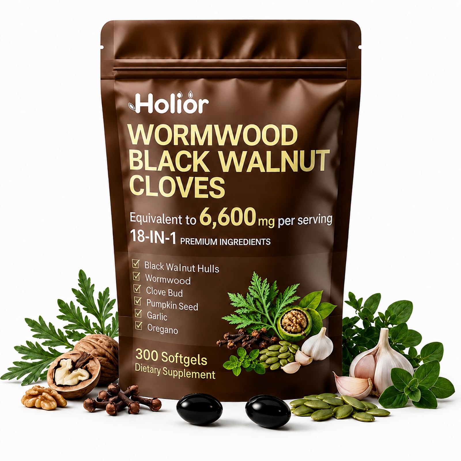 Holior Labs Wormwood Black Walnut Cloves Softgel 300