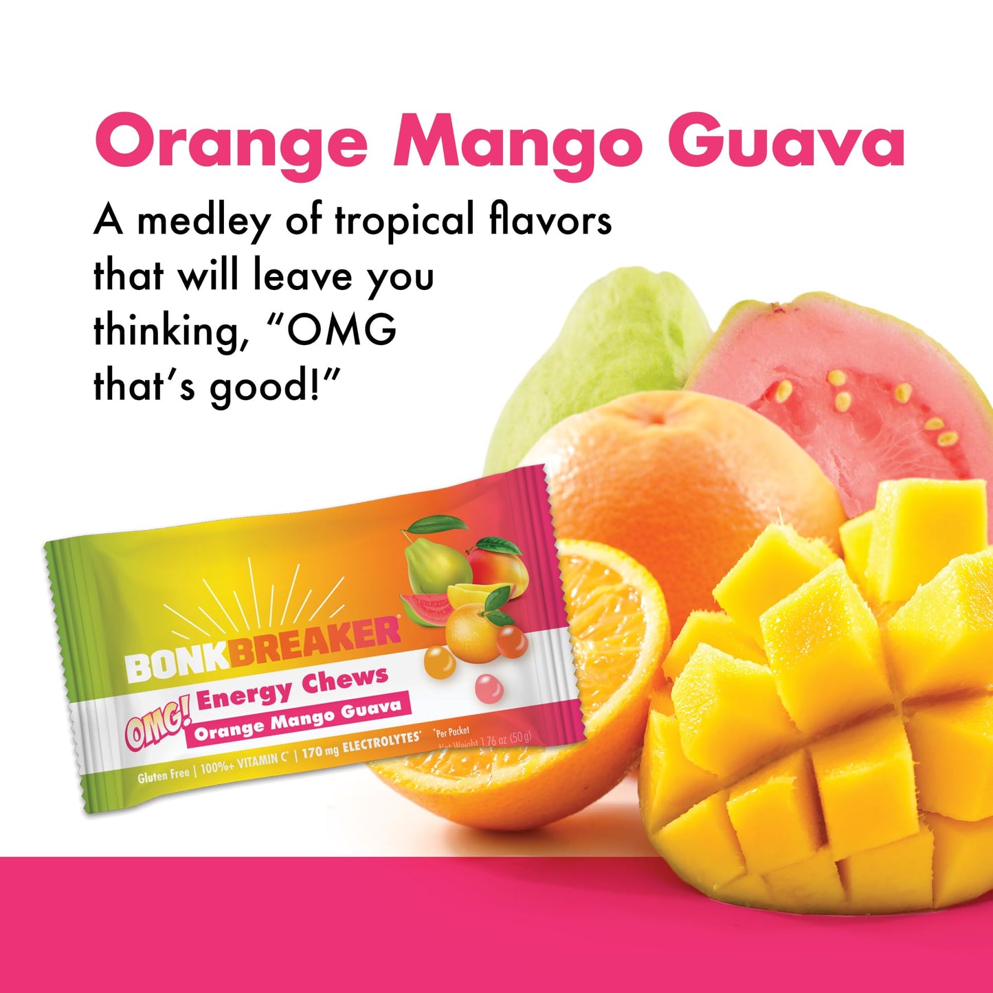 Bonk Breaker Energy Chews with Electrolytes Orange Mango Guava 17.6